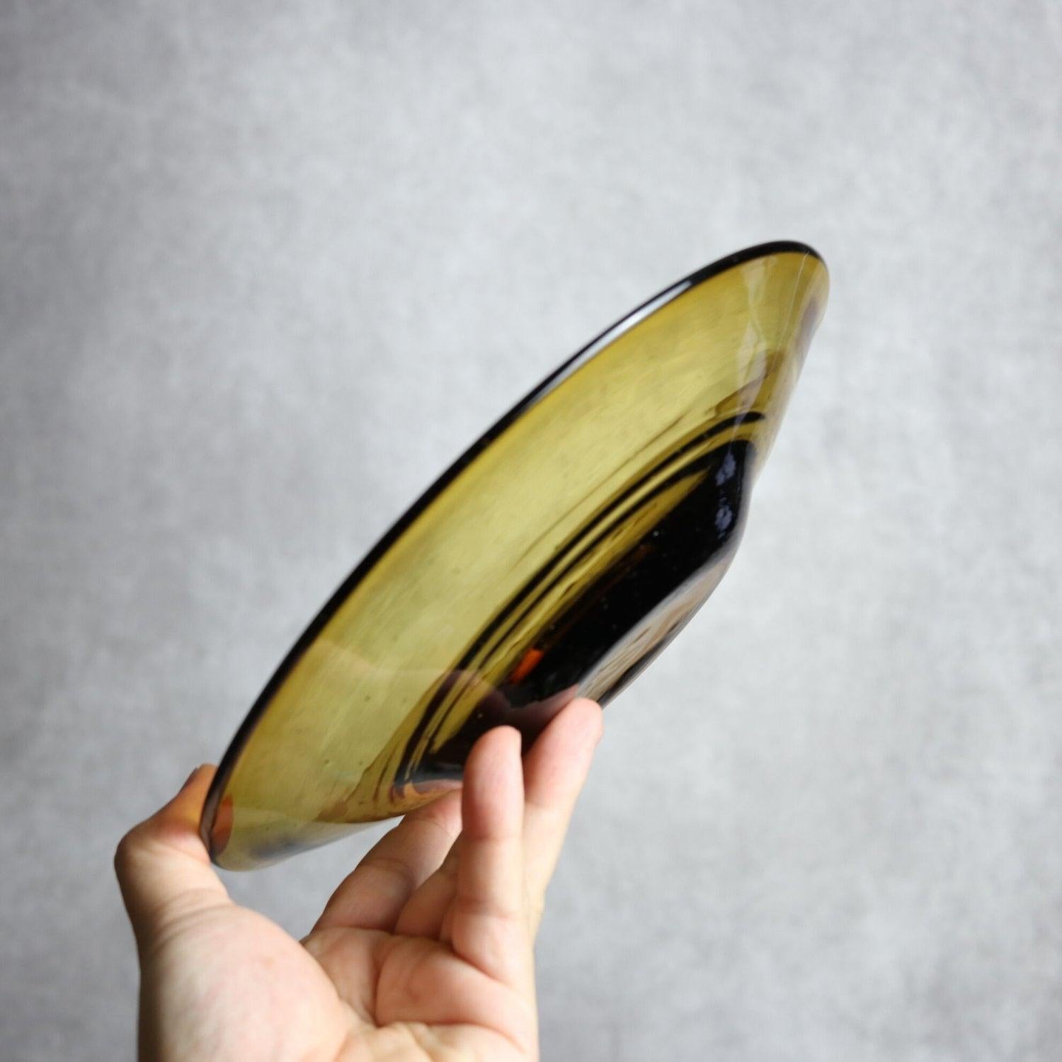 気泡皿 Mサイズ ブラウン 琉球ガラス ガラス工房清天 琉球ガラス.