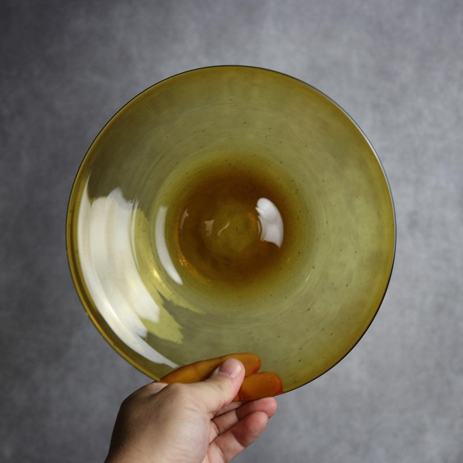 気泡皿 Mサイズ ブラウン 琉球ガラス ガラス工房清天 琉球ガラス.