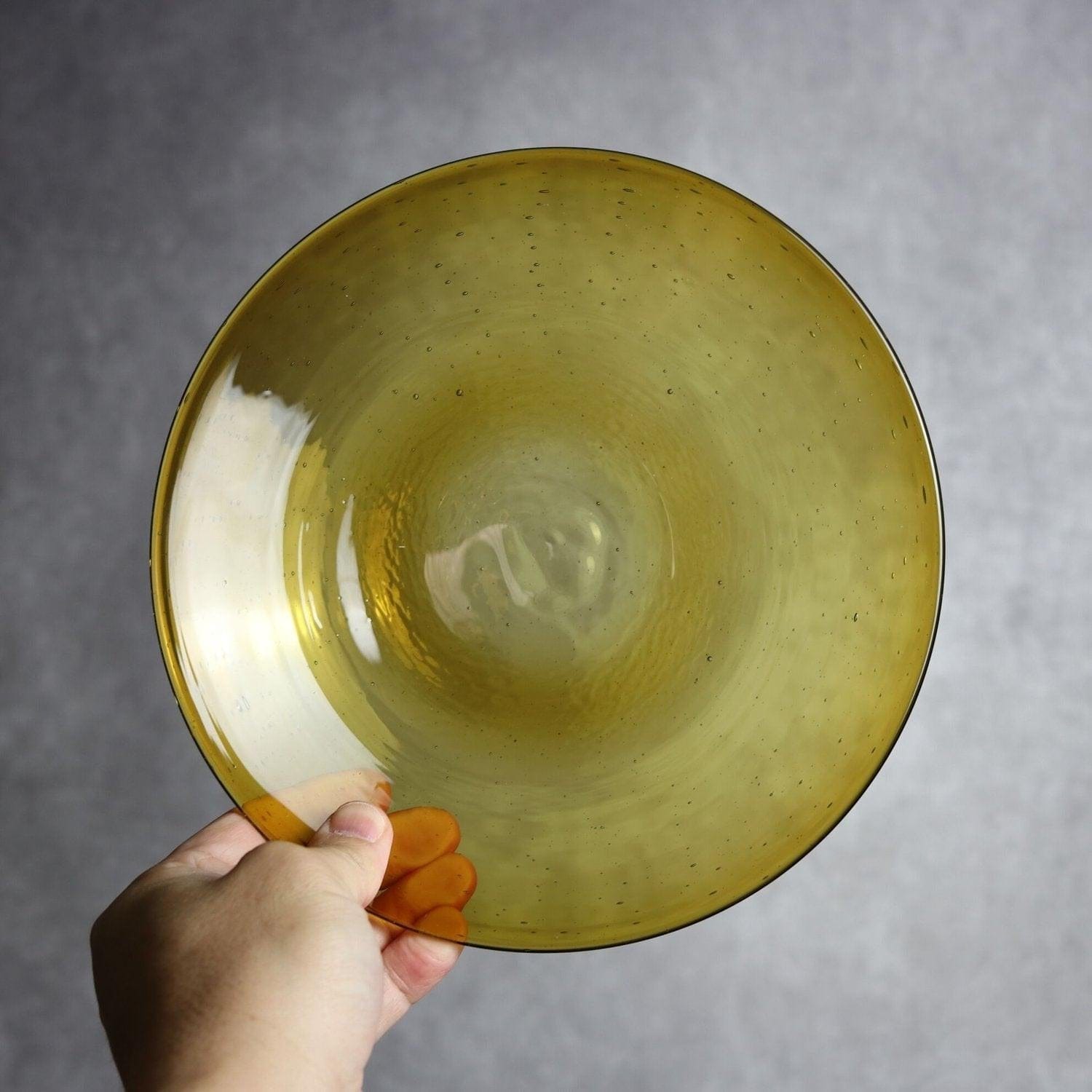 気泡皿 Mサイズ ブラウン 琉球ガラス ガラス工房清天 琉球ガラス.