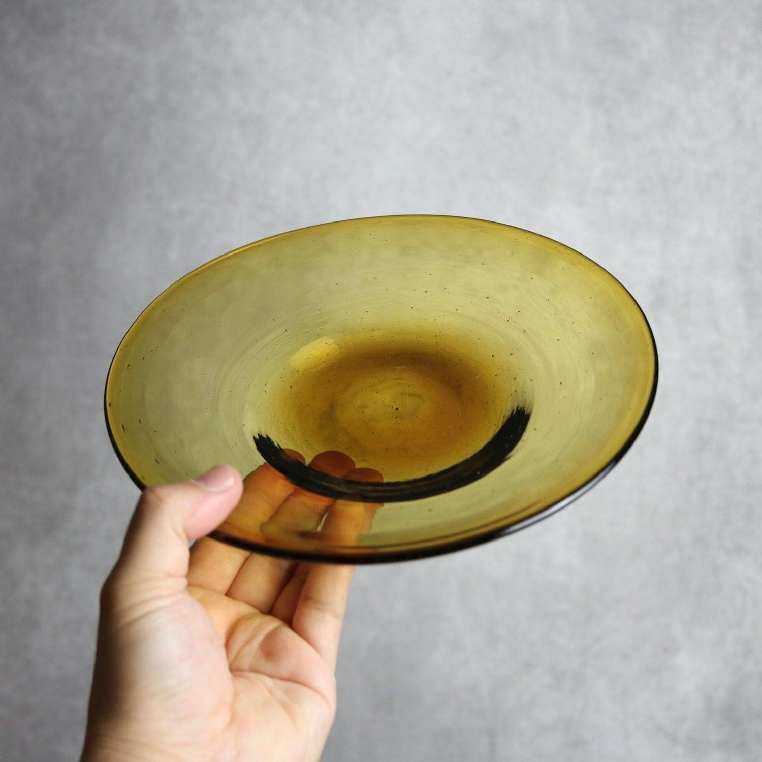 気泡皿 Mサイズ ブラウン 琉球ガラス ガラス工房清天 琉球ガラス.