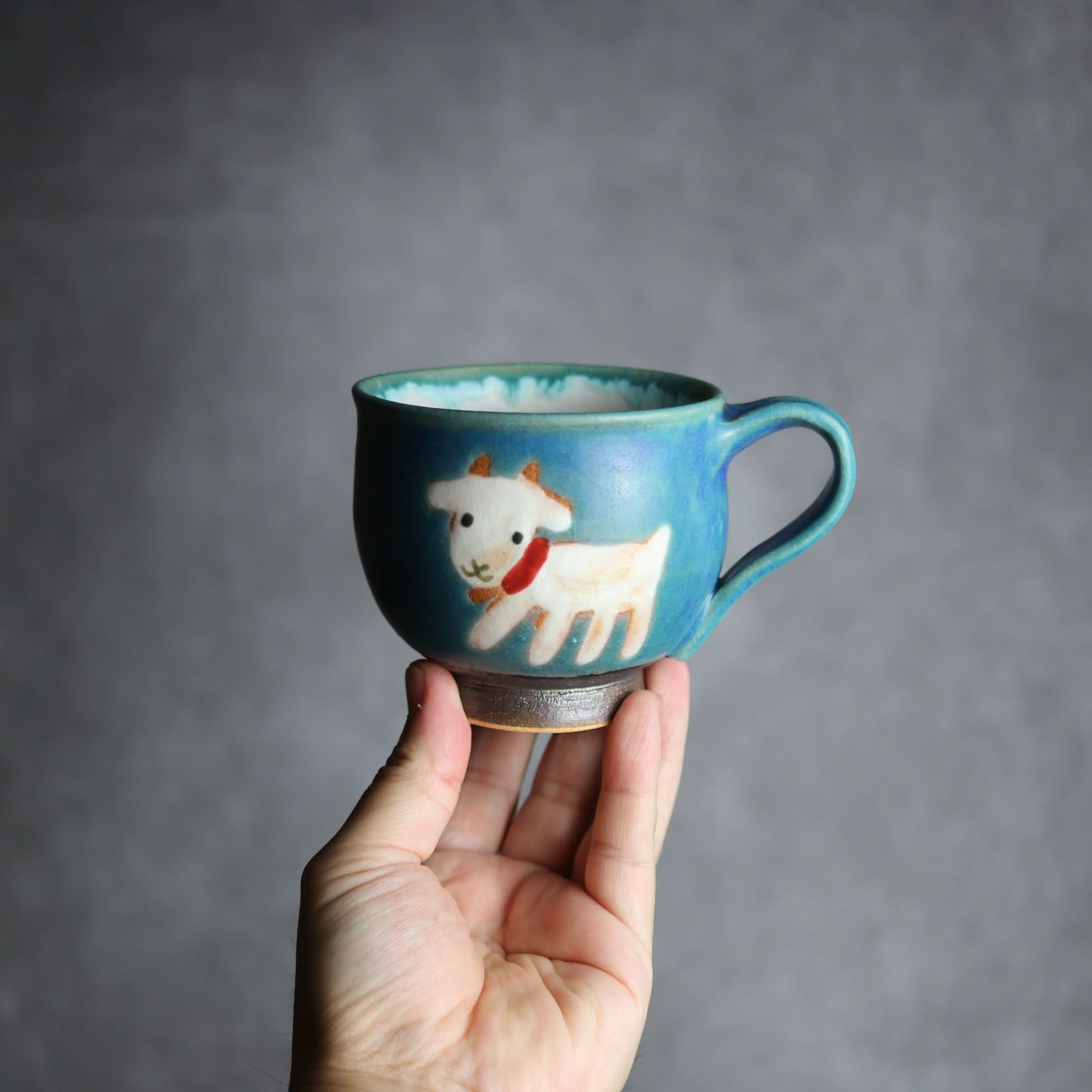 やちむんNO4 丸マグ ヤギ4 やちむん 陶器 atelier qucchane｜atelier qucchane
