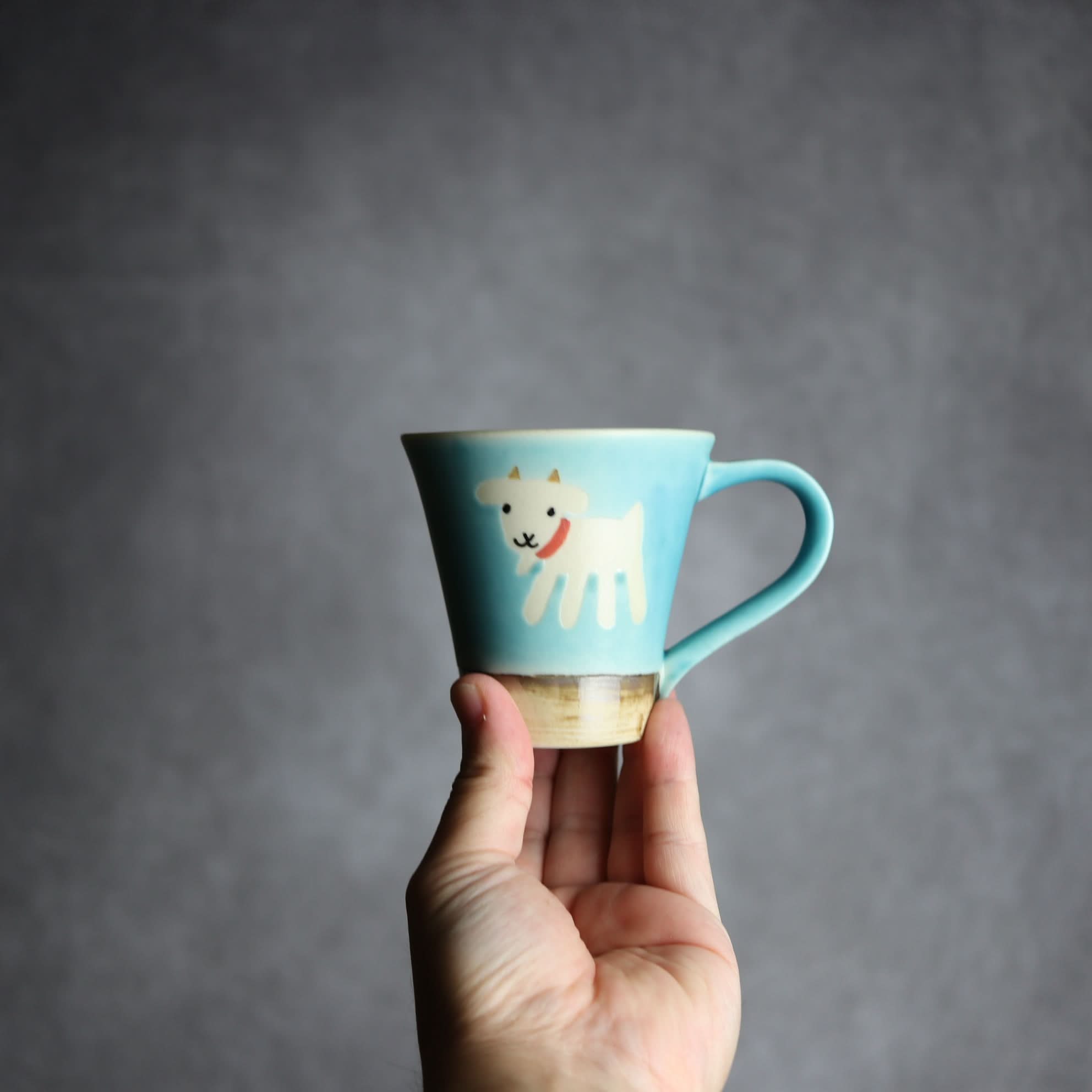 やちむん　アトリエクッチャネ　ヤギ　沖縄　新品未使用 アニマルマグ ヤギ5 やちむん 陶器 atelier qucchane｜atelier