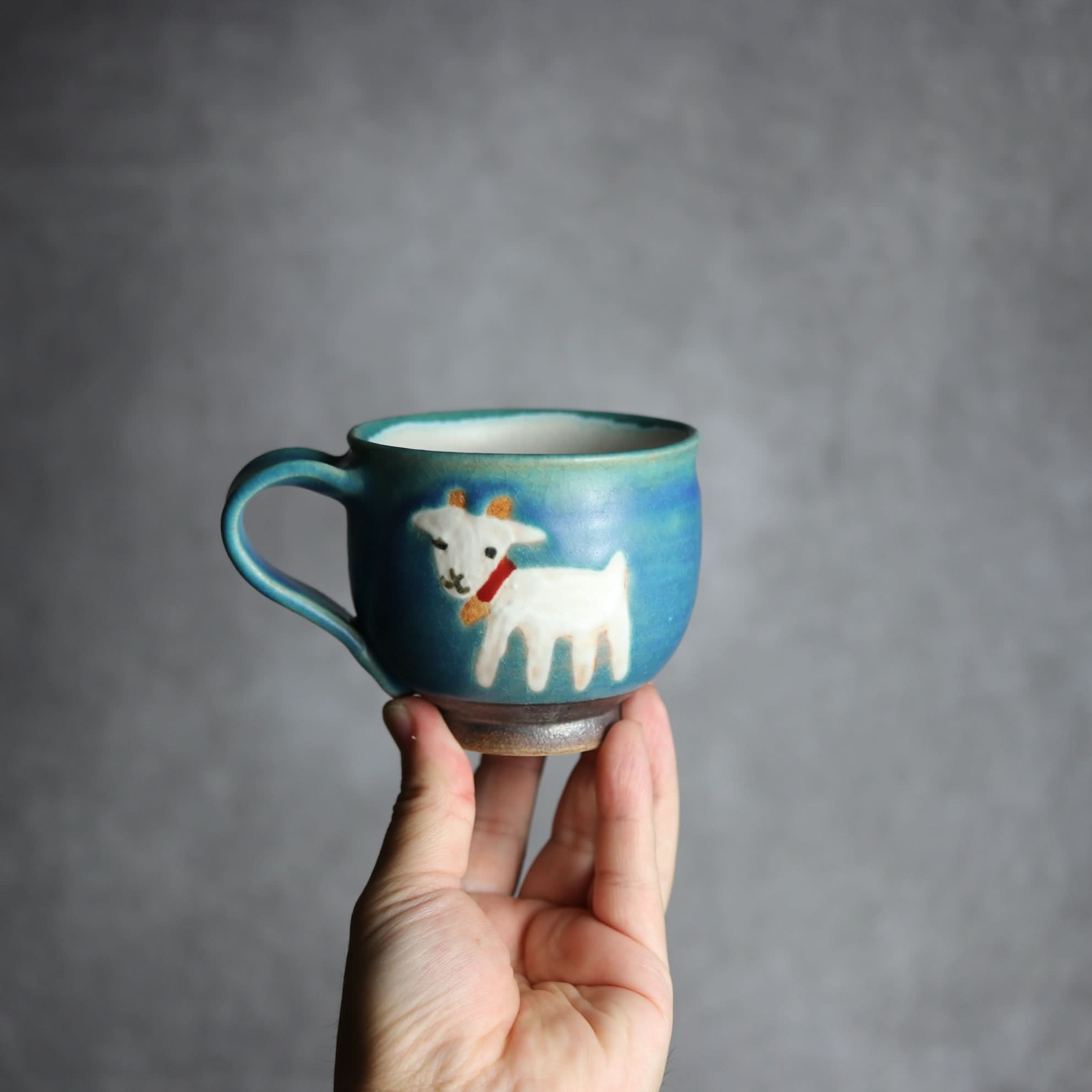 丸マグ ヤギ2 やちむん 陶器 atelier qucchane｜atelier qucchane