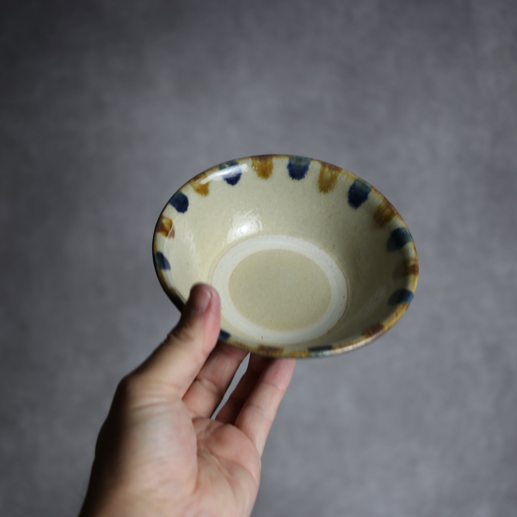 4寸安南鉢2 飴 呉須釉 点打 やちむん 陶器 北窯 松田米司工房