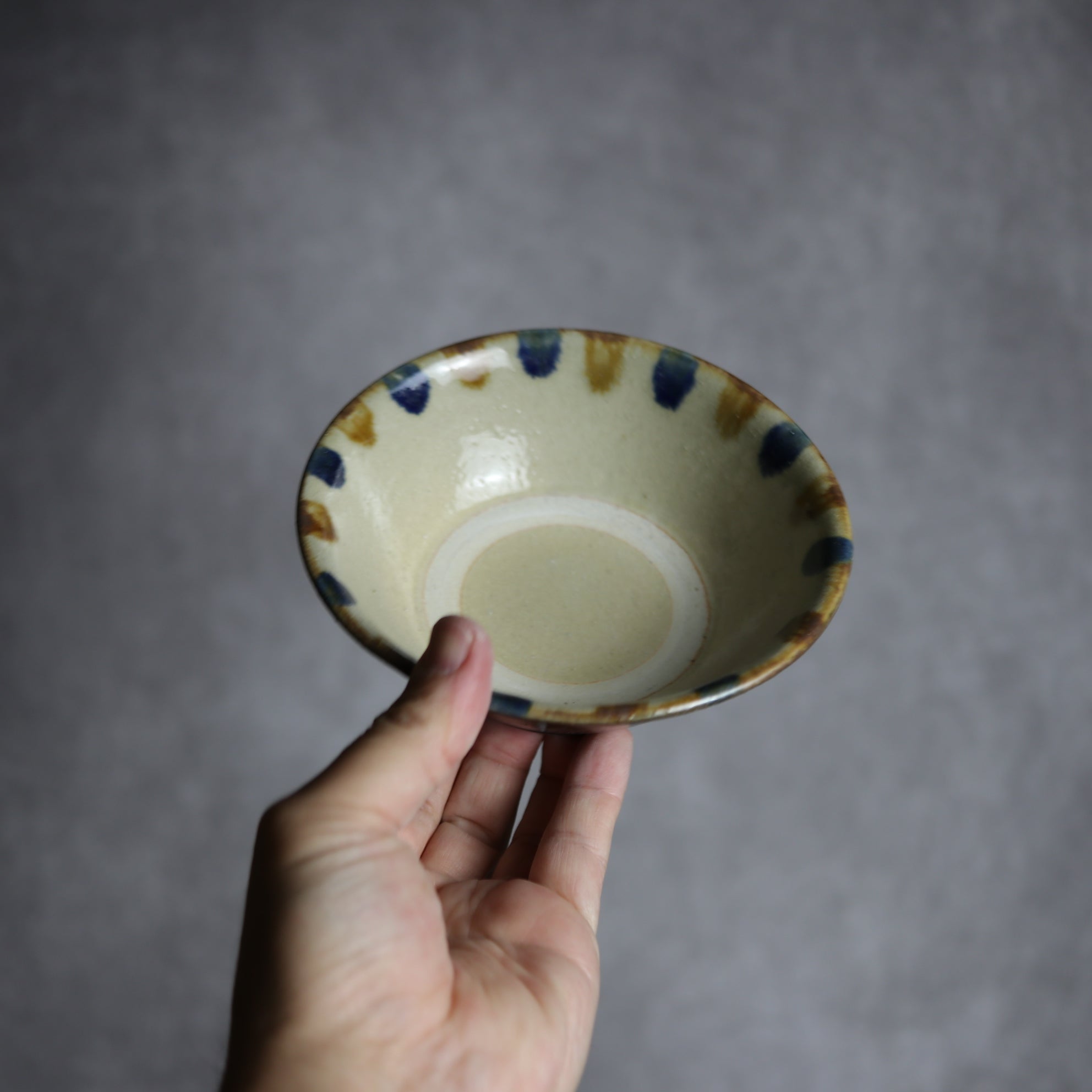 4寸安南鉢2 飴 呉須釉 点打 やちむん 陶器 北窯 松田米司工房