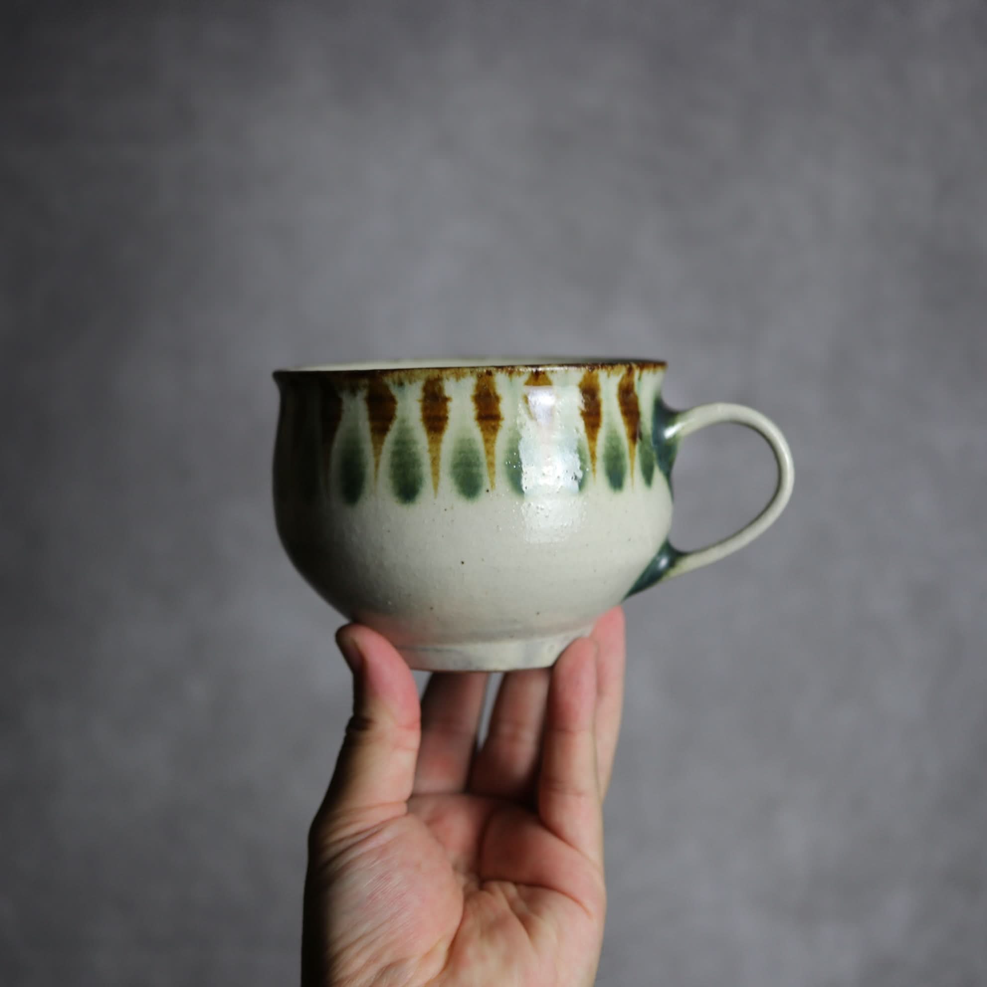 スープカップ1 三彩 線描 やちむん 陶器 やちむん工房 mug｜やちむん