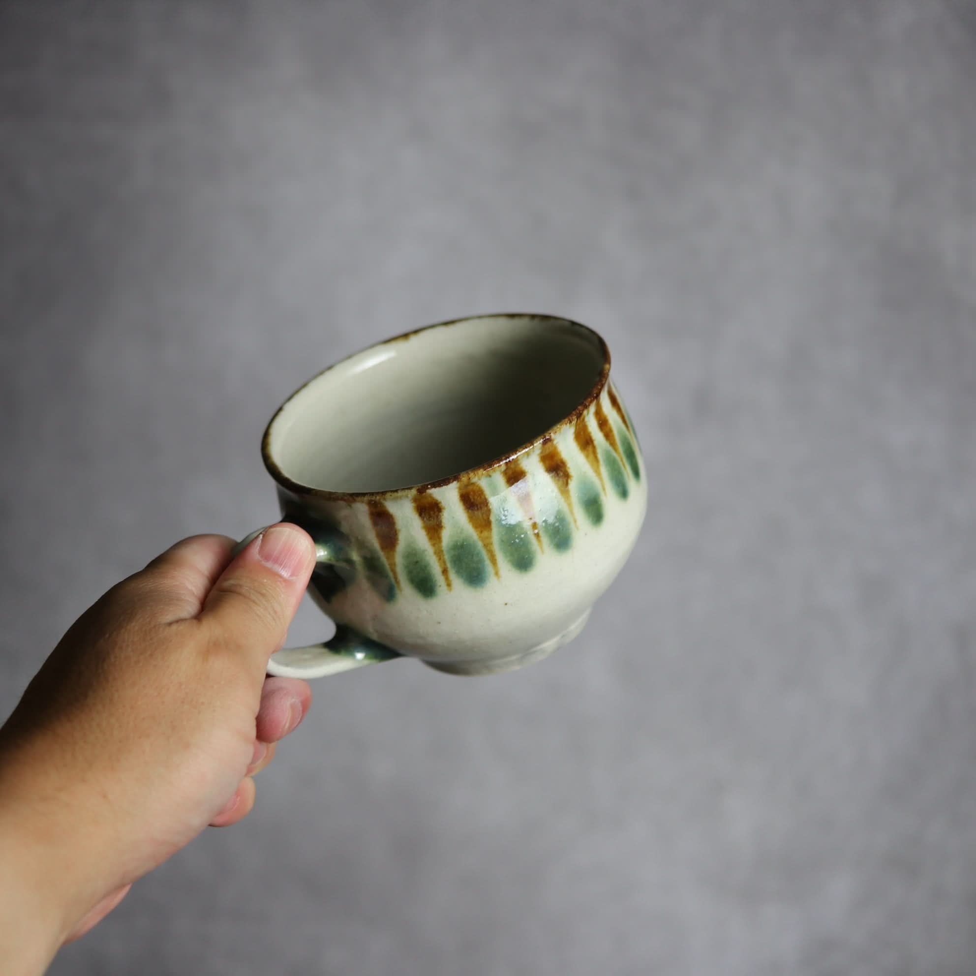 スープカップ1 三彩 線描 やちむん 陶器 やちむん工房 mug｜やちむん