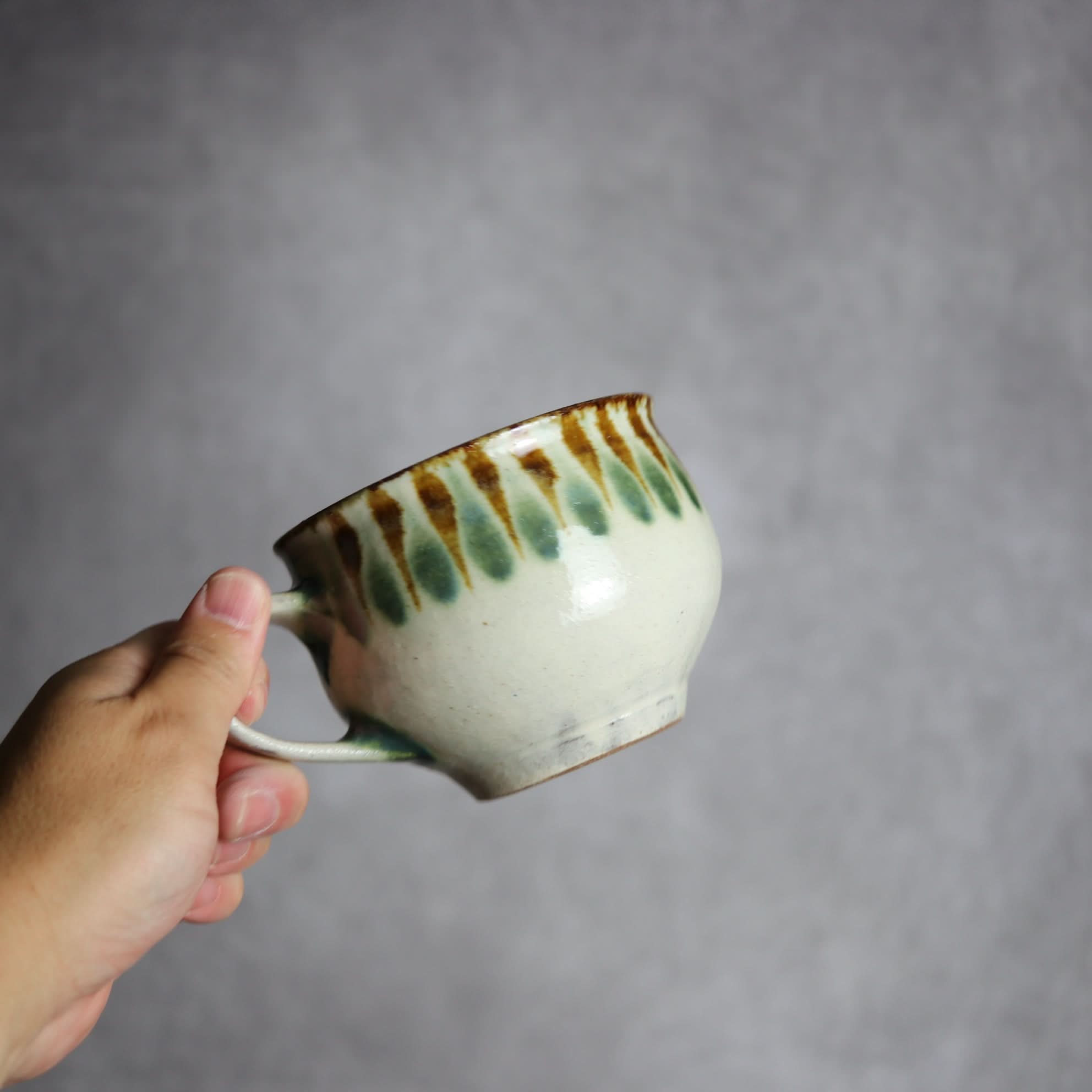 スープカップ1 三彩 線描 やちむん 陶器 やちむん工房 mug｜やちむん
