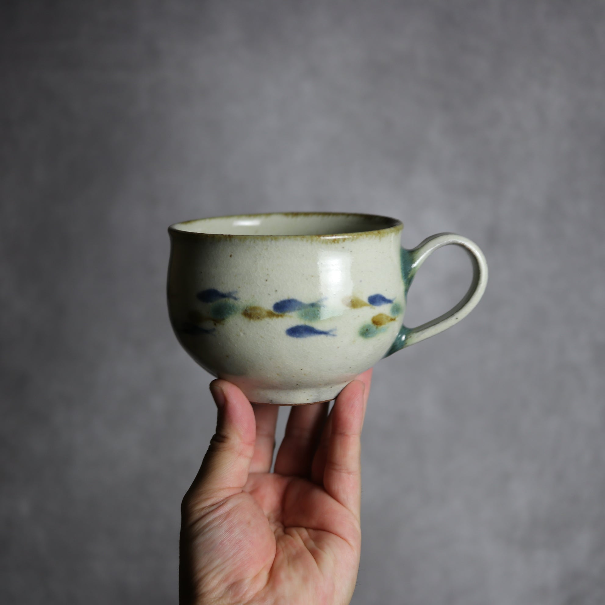 スープカップ1  三彩 魚 やちむん 陶器 やちむん工房 mug
