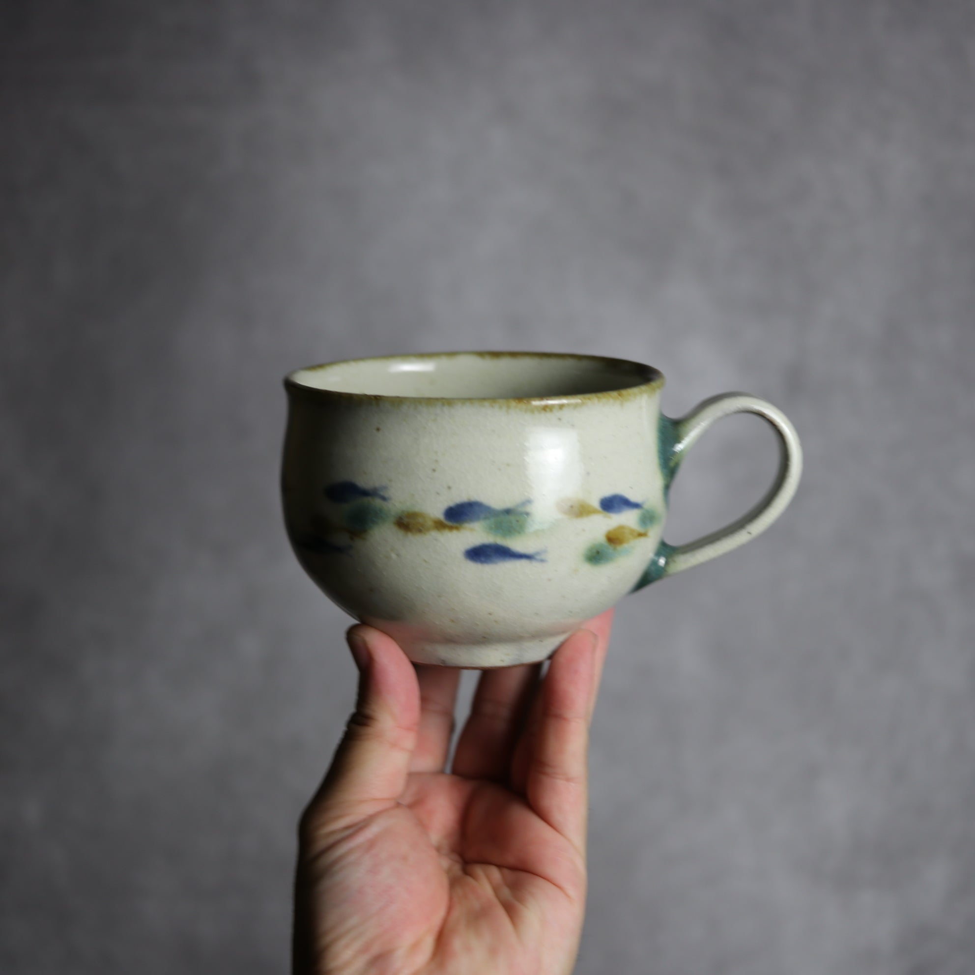 スープカップ1  三彩 魚 やちむん 陶器 やちむん工房 mug