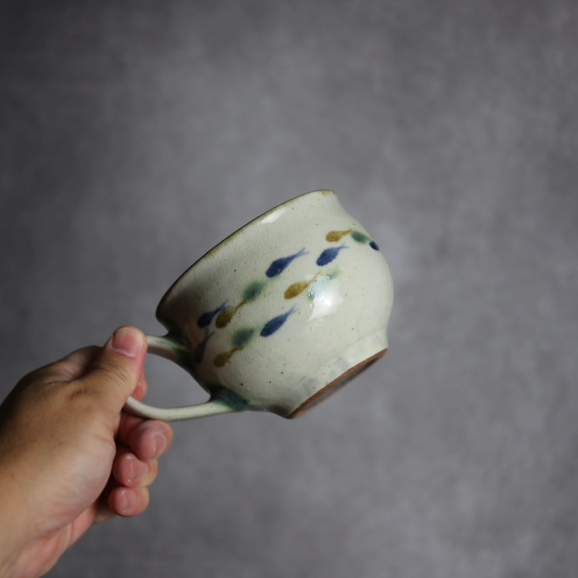スープカップ1 三彩 魚 やちむん 陶器 やちむん工房 mug｜やちむん工房