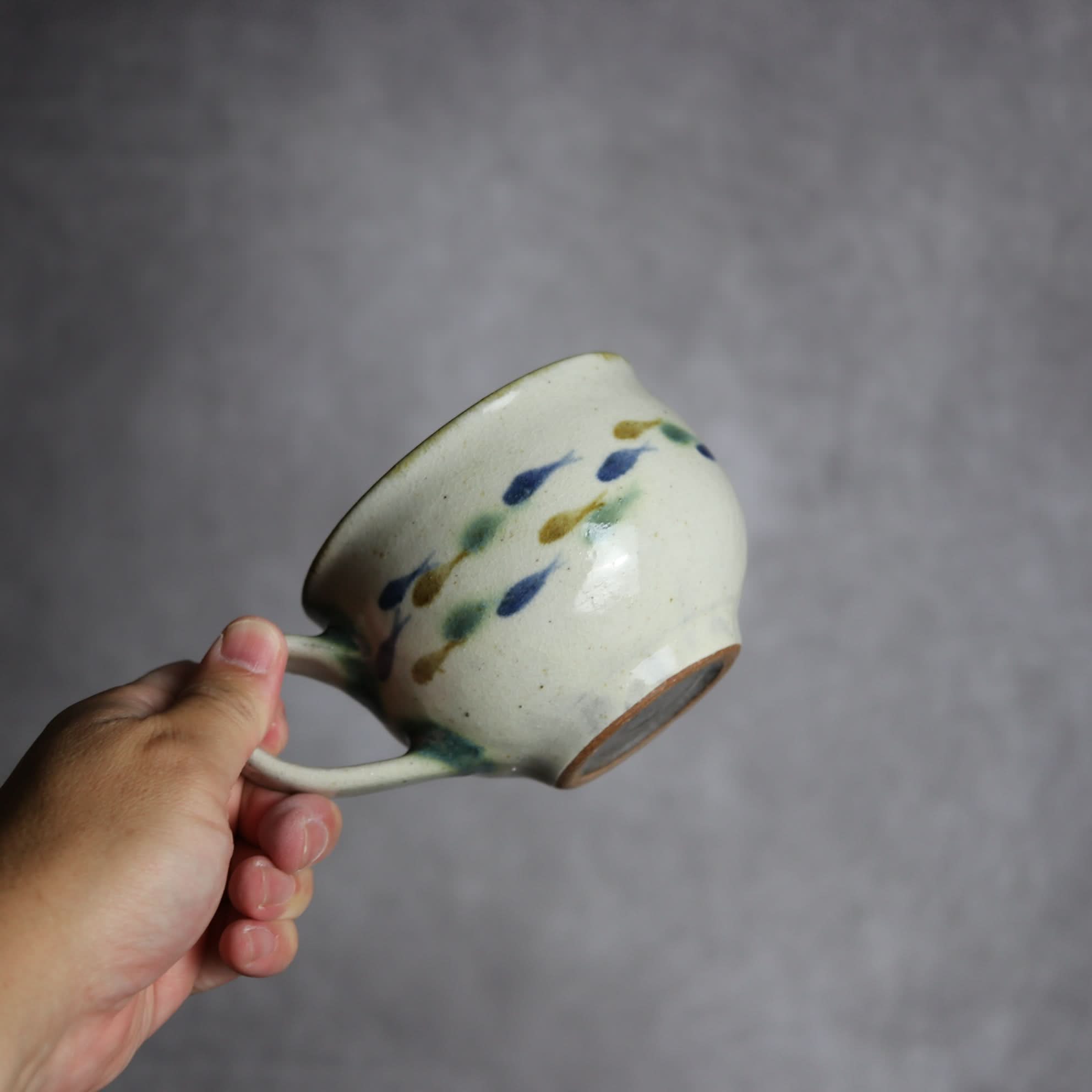スープカップ1 三彩 魚 やちむん 陶器 やちむん工房 mug｜やちむん工房