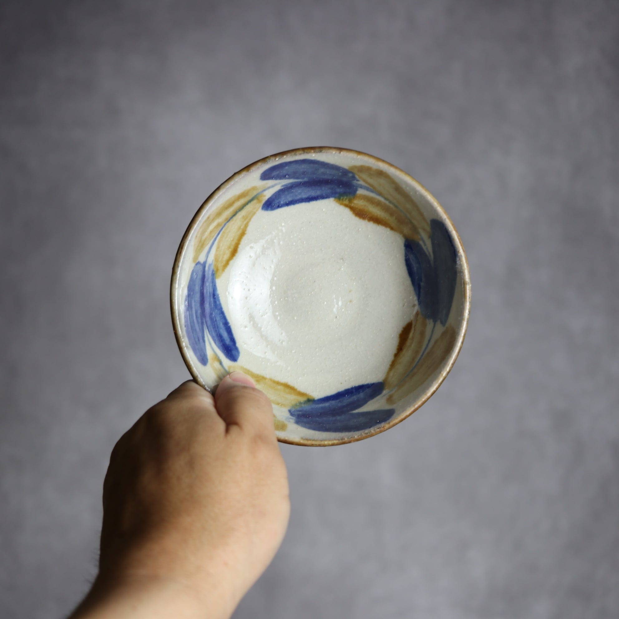 4寸鉢1 飴 呉須釉 双葉 やちむん 陶器 漂窯 陶器.