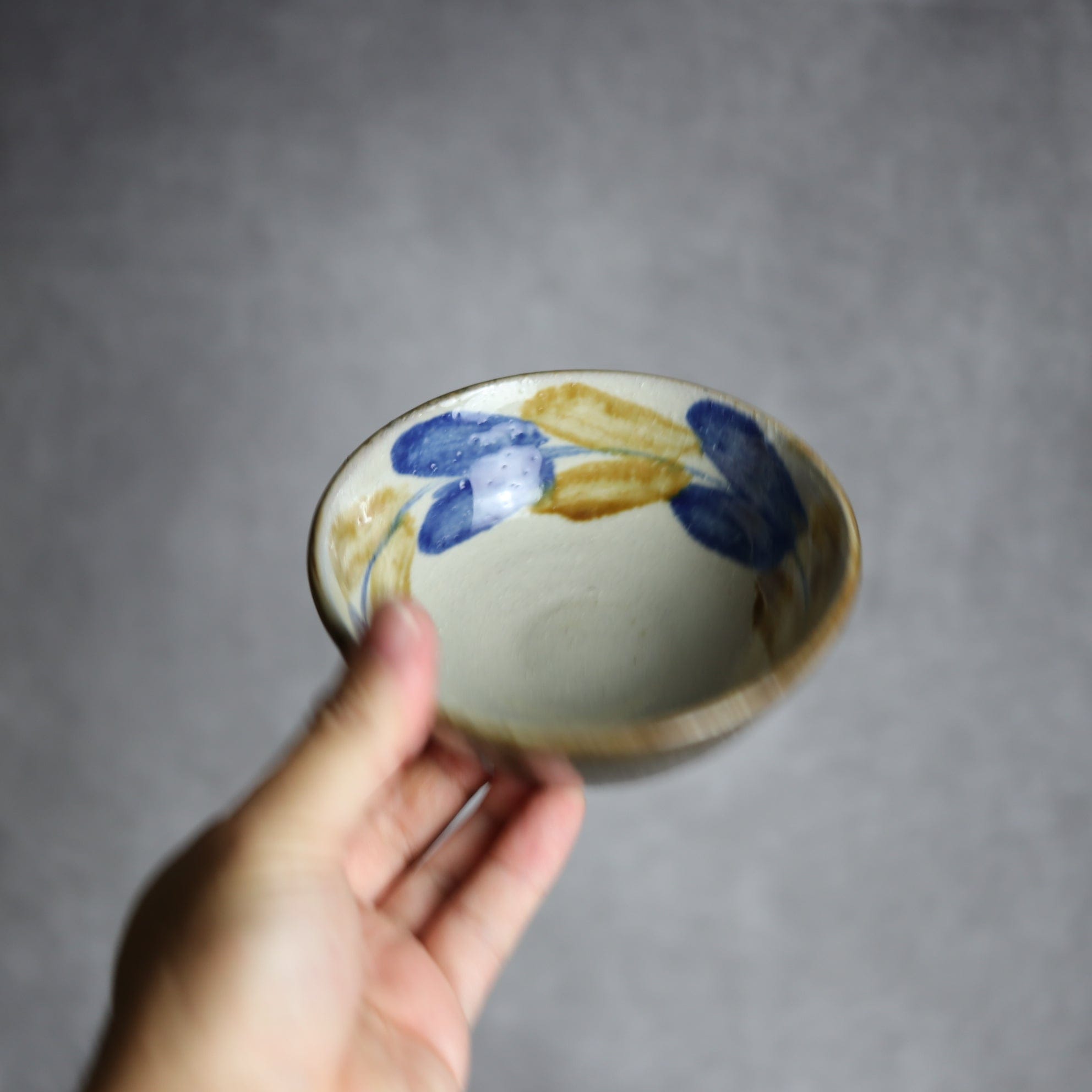 4寸鉢1 飴 呉須釉 双葉 やちむん 陶器 漂窯 陶器.