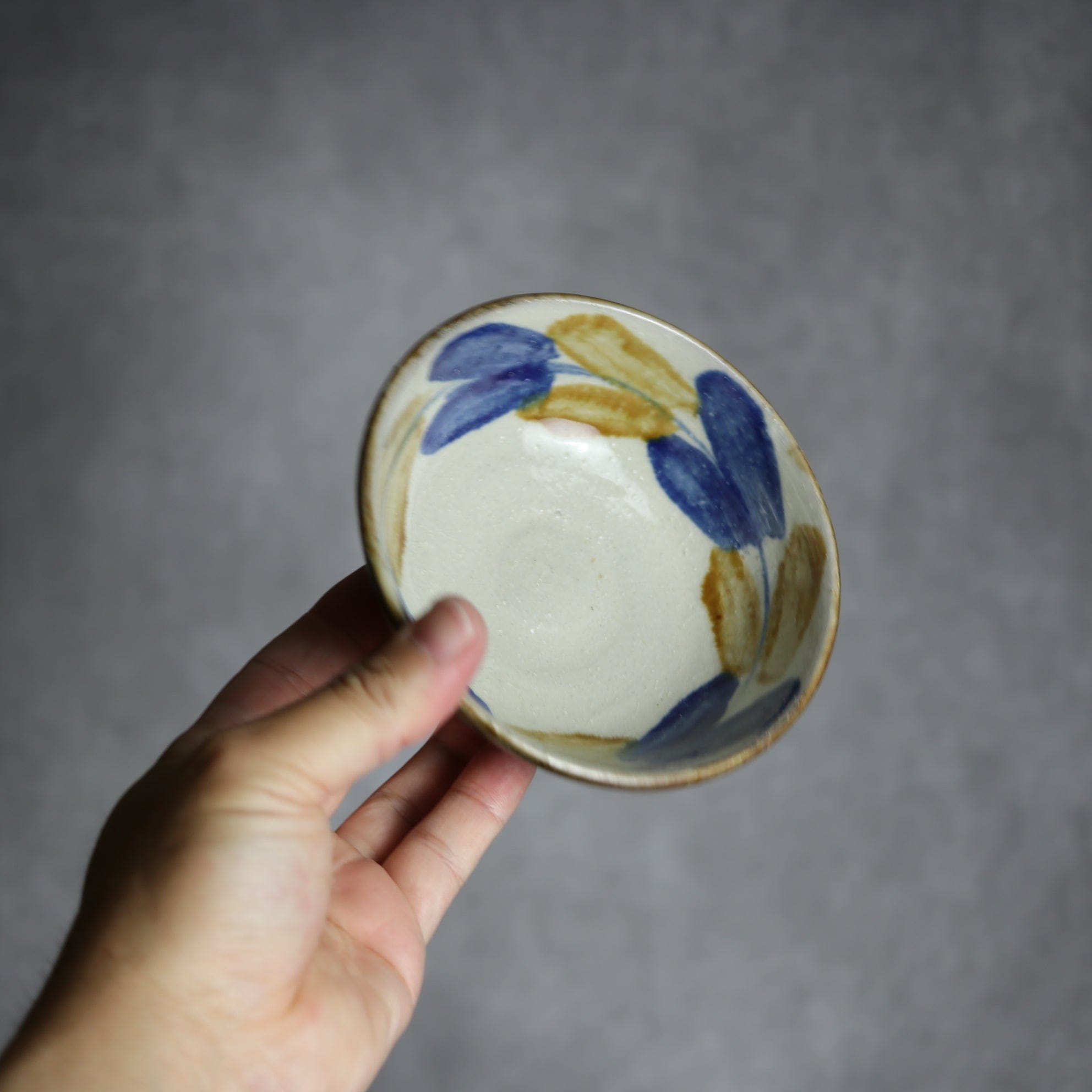 4寸鉢1 飴 呉須釉 双葉 やちむん 陶器 漂窯 陶器.