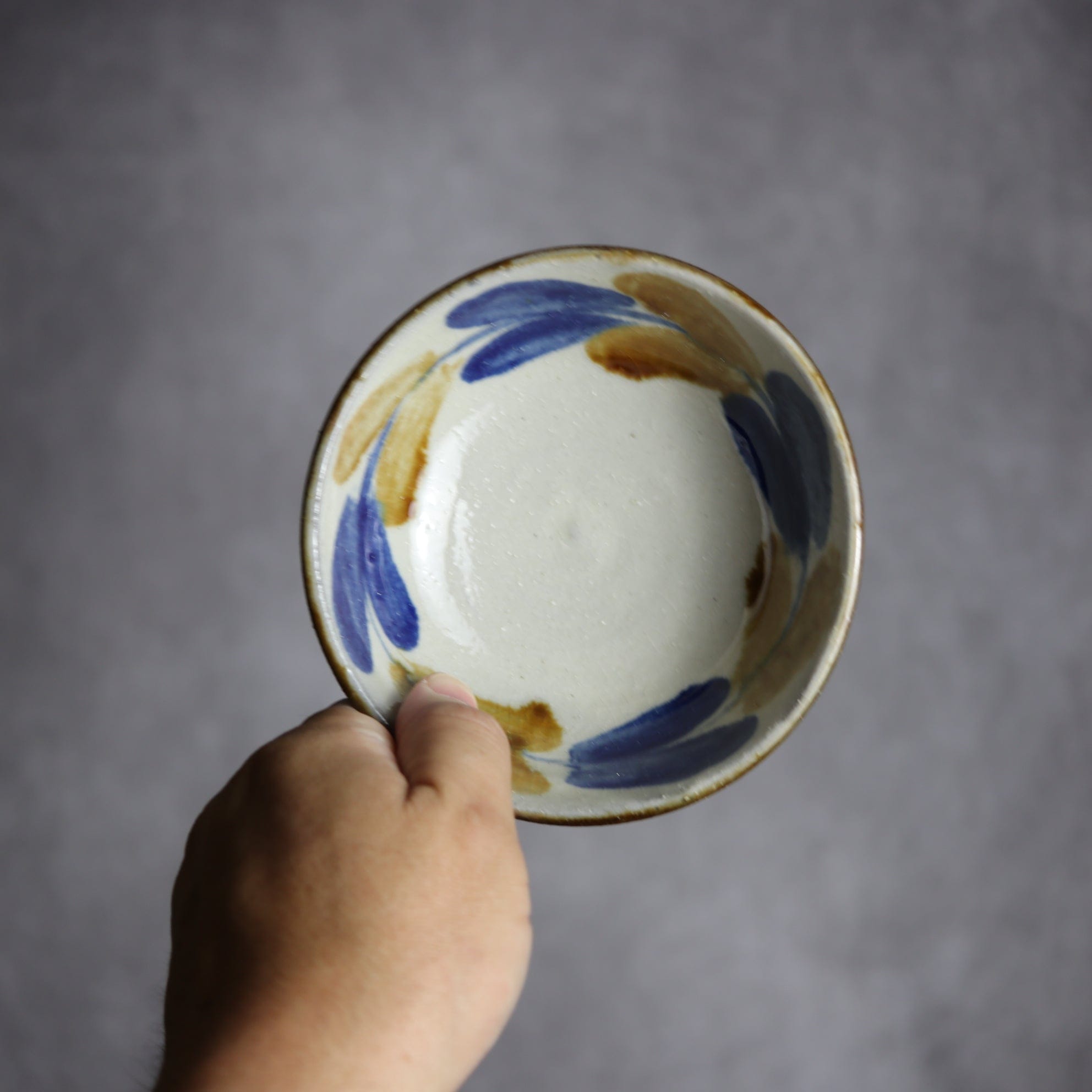 4寸鉢2 飴 呉須釉 双葉 やちむん 陶器 漂窯 陶器.