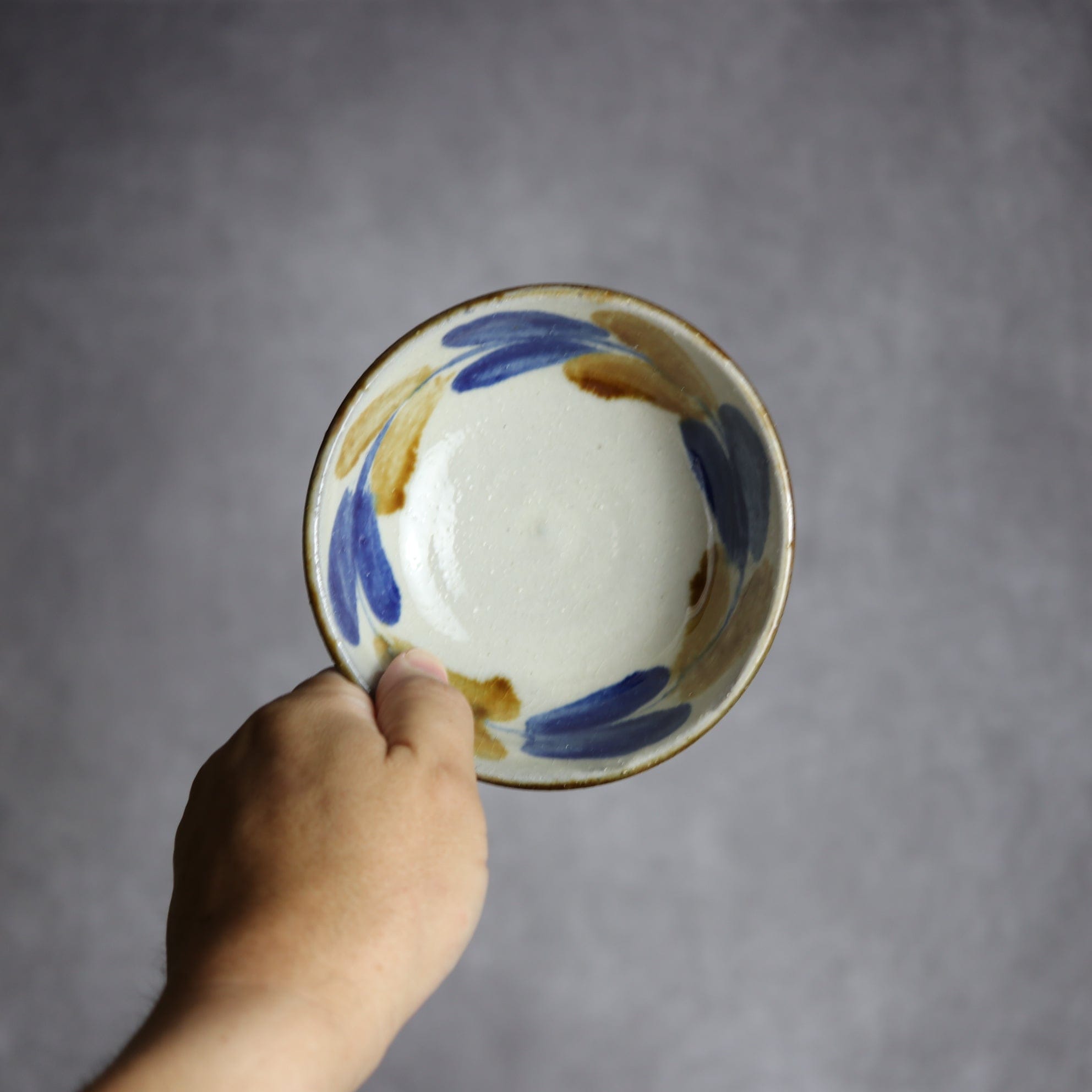 4寸鉢2 飴 呉須釉 双葉 やちむん 陶器 漂窯 陶器.