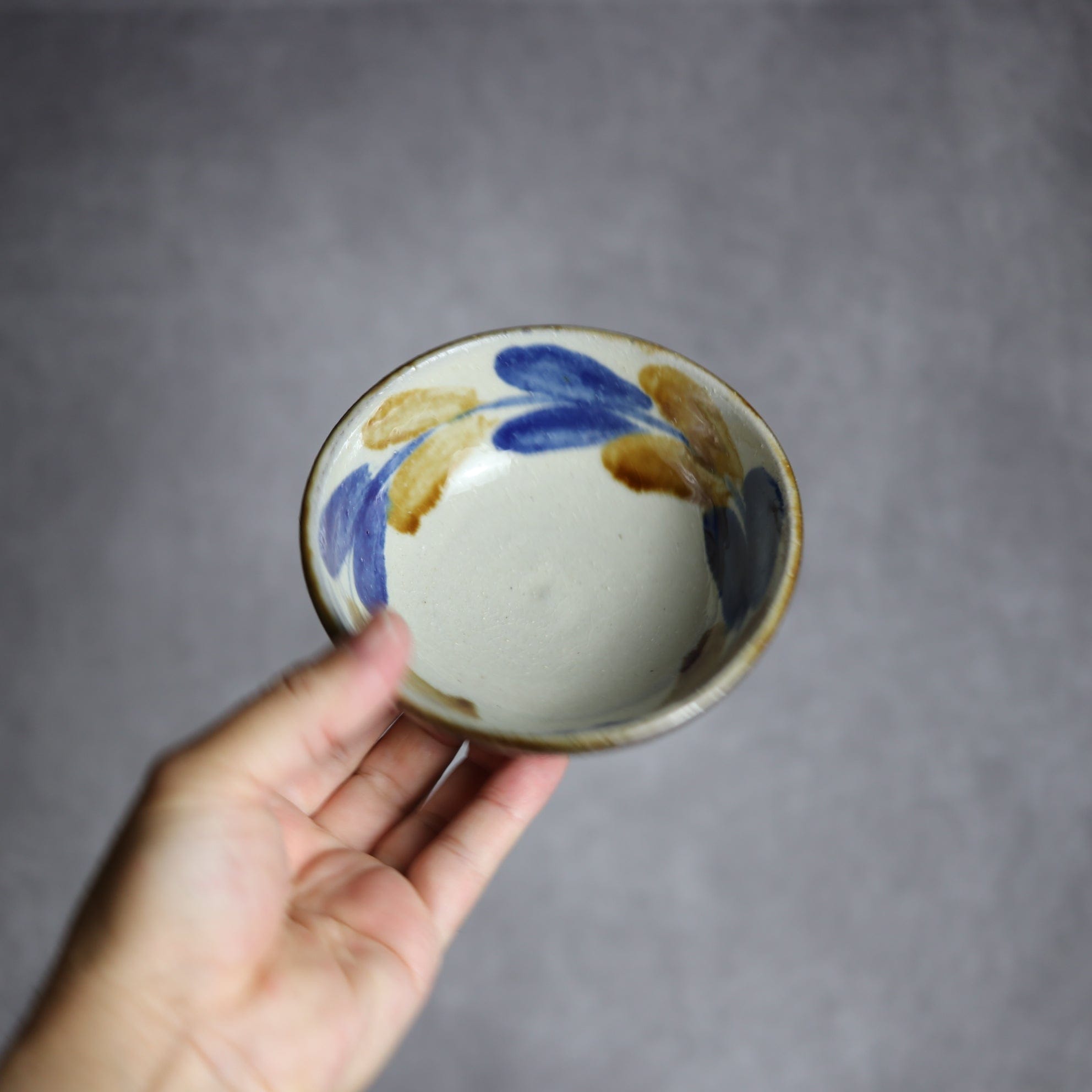 4寸鉢2 飴 呉須釉 双葉 やちむん 陶器 漂窯 陶器.