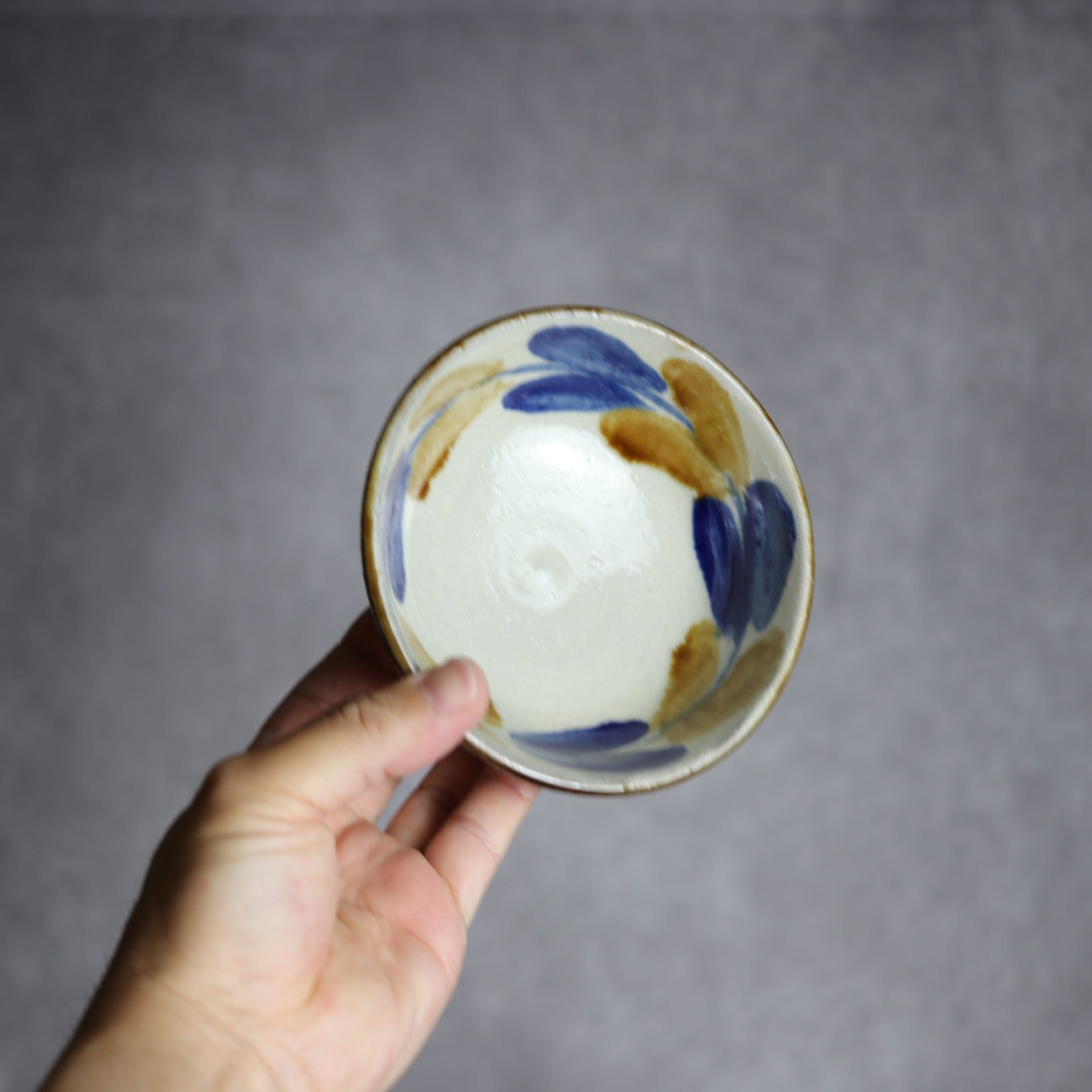 4寸鉢2 飴 呉須釉 双葉 やちむん 陶器 漂窯 陶器.