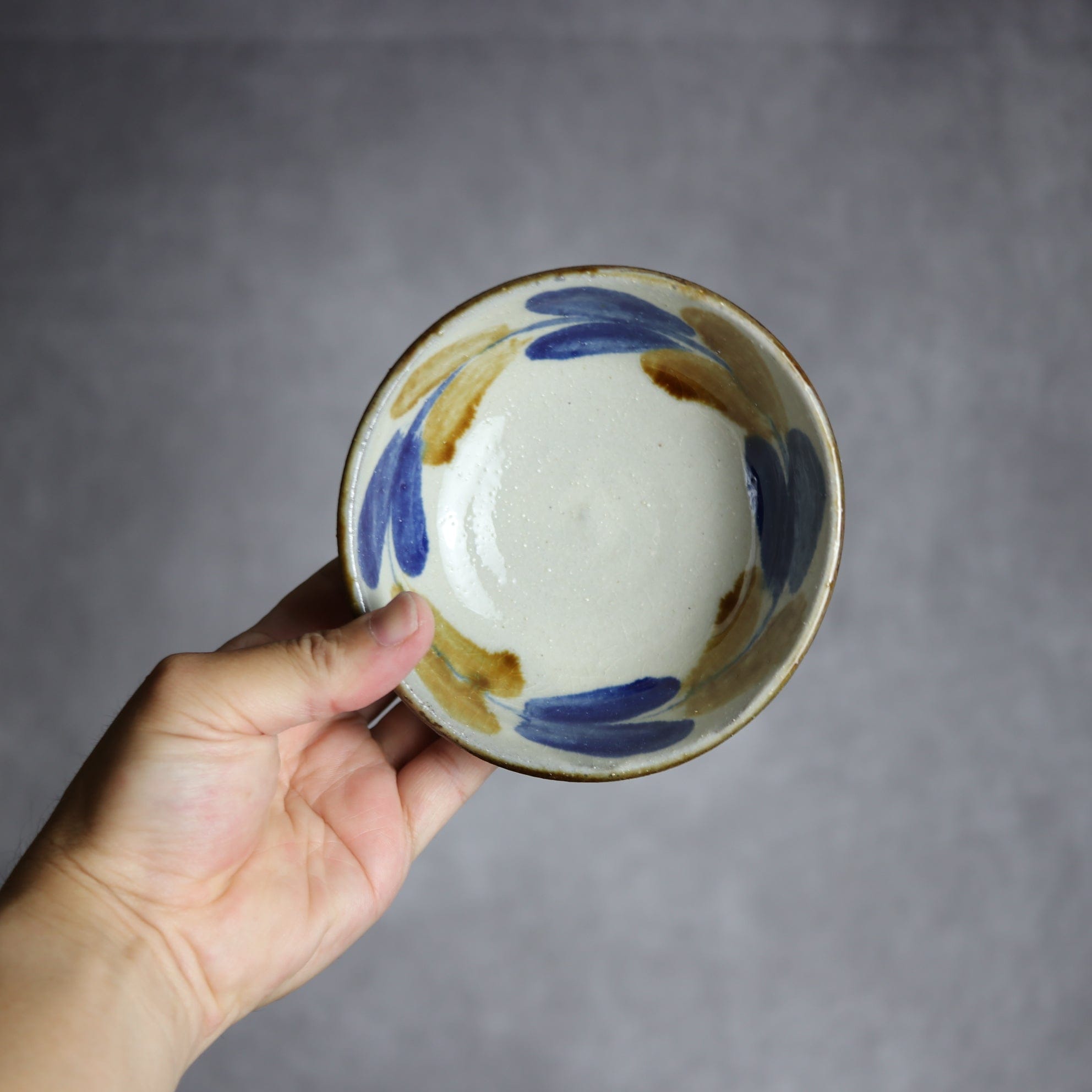 4寸鉢2 飴 呉須釉 双葉 やちむん 陶器 漂窯 陶器.