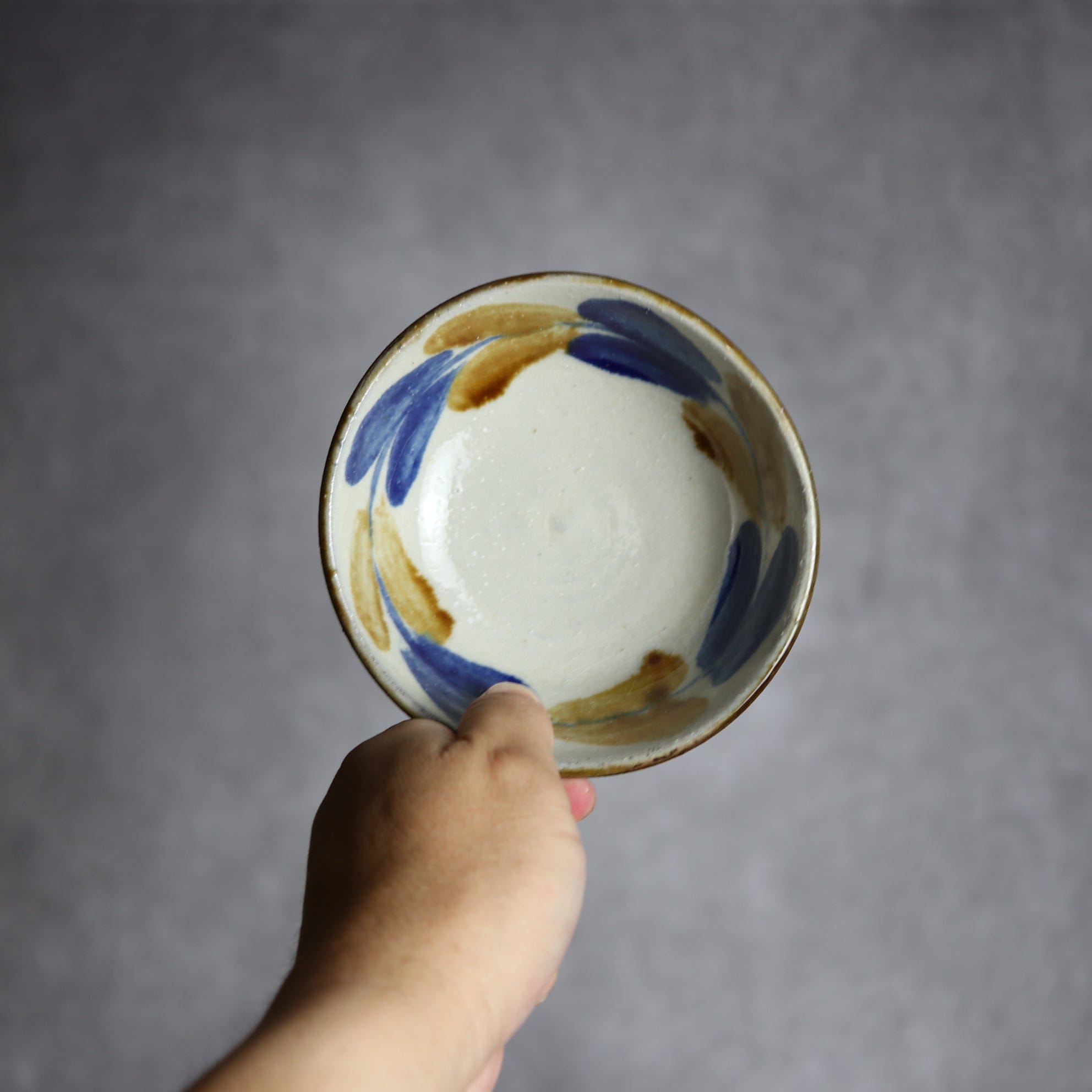 4寸鉢2 飴 呉須釉 双葉 やちむん 陶器 漂窯 陶器.