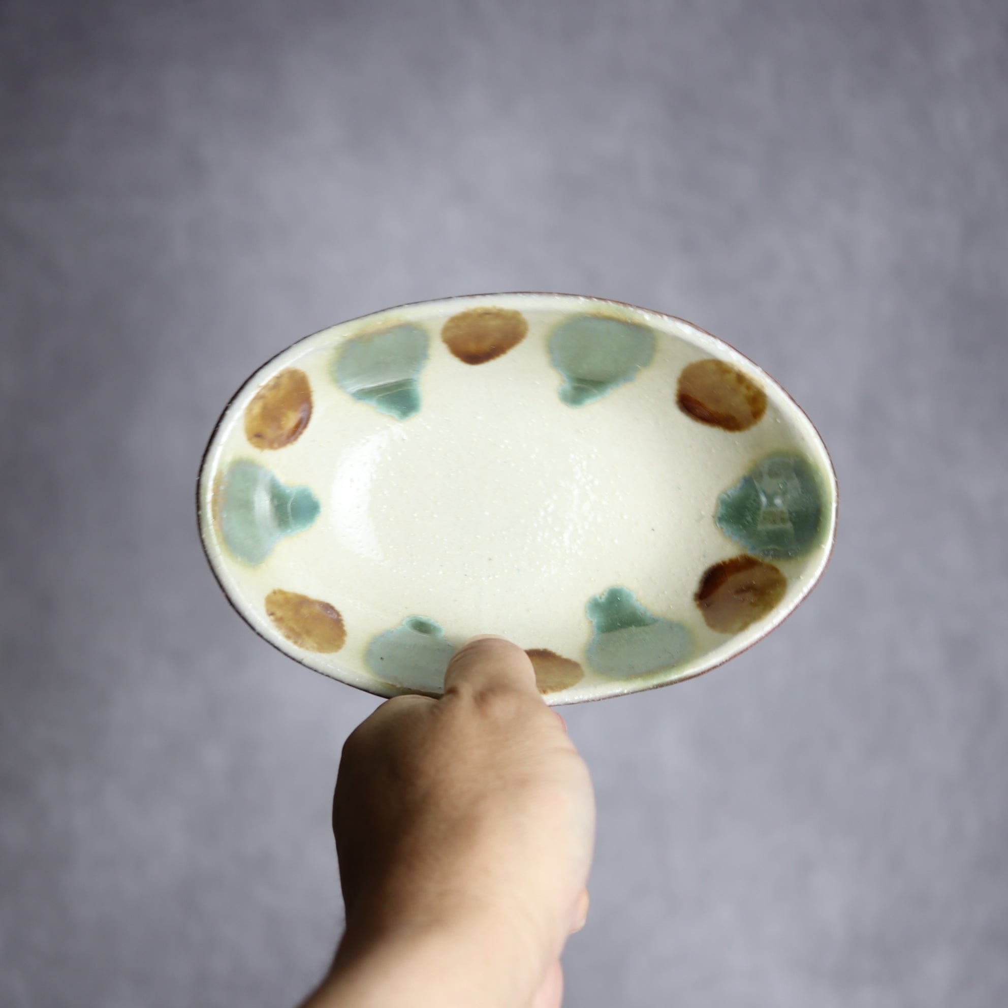 楕円皿1 三彩 やちむん 陶器 漂窯 陶器.