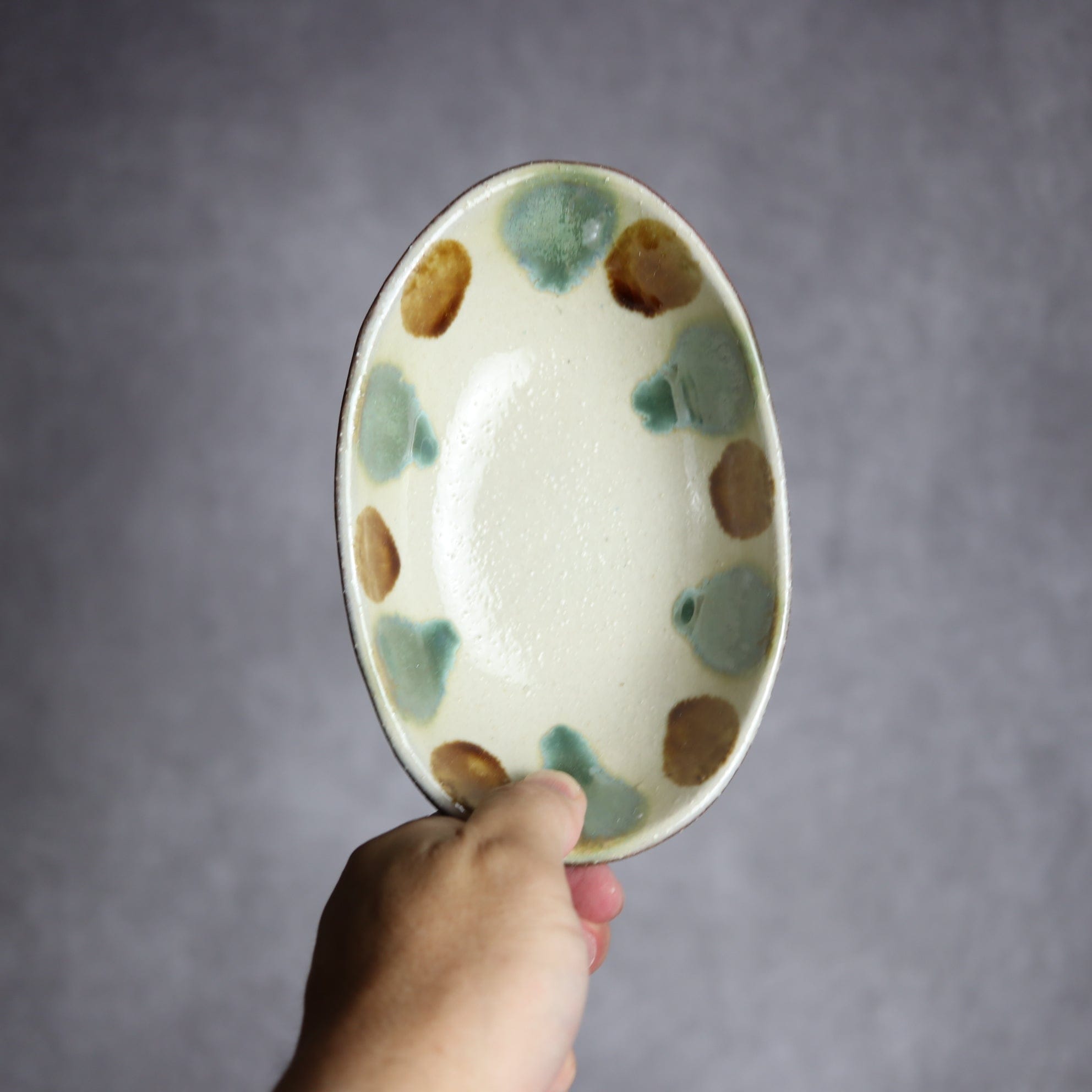 楕円皿1 三彩 やちむん 陶器 漂窯 陶器.