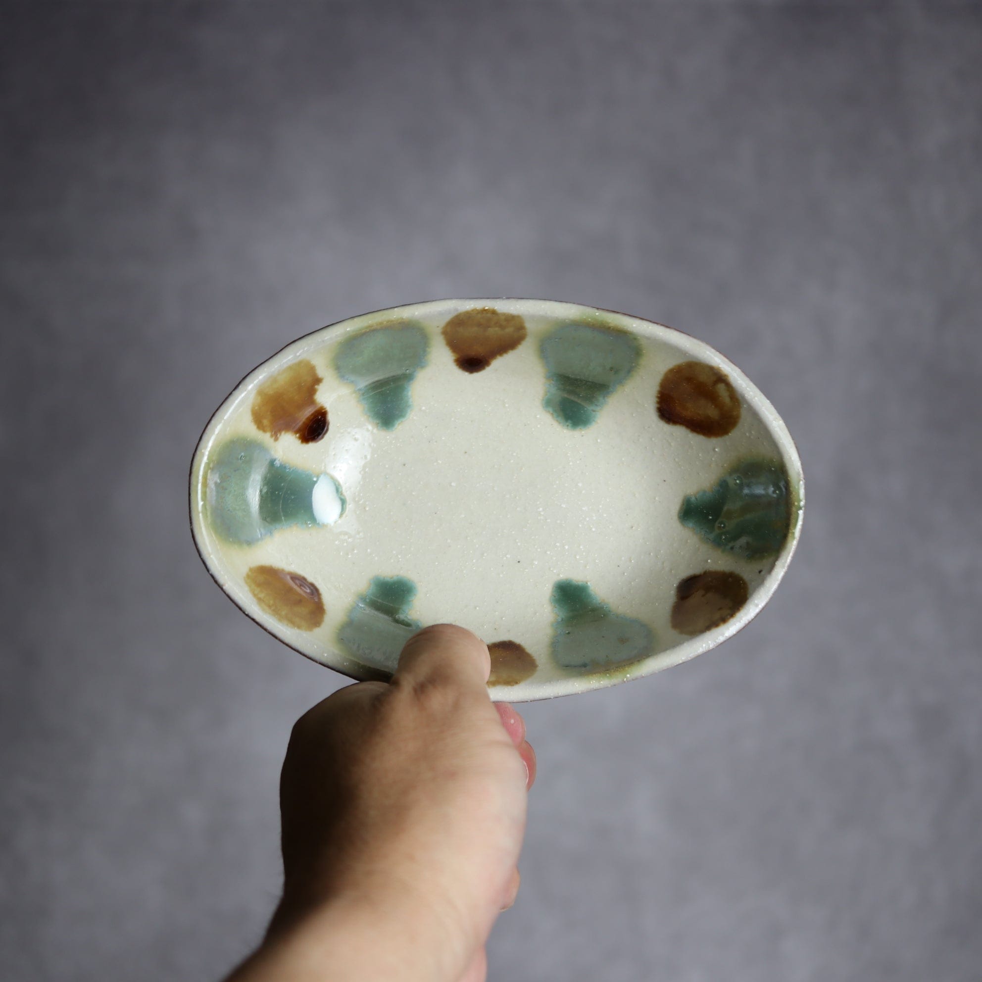 楕円皿2 三彩 やちむん 陶器 漂窯 陶器.