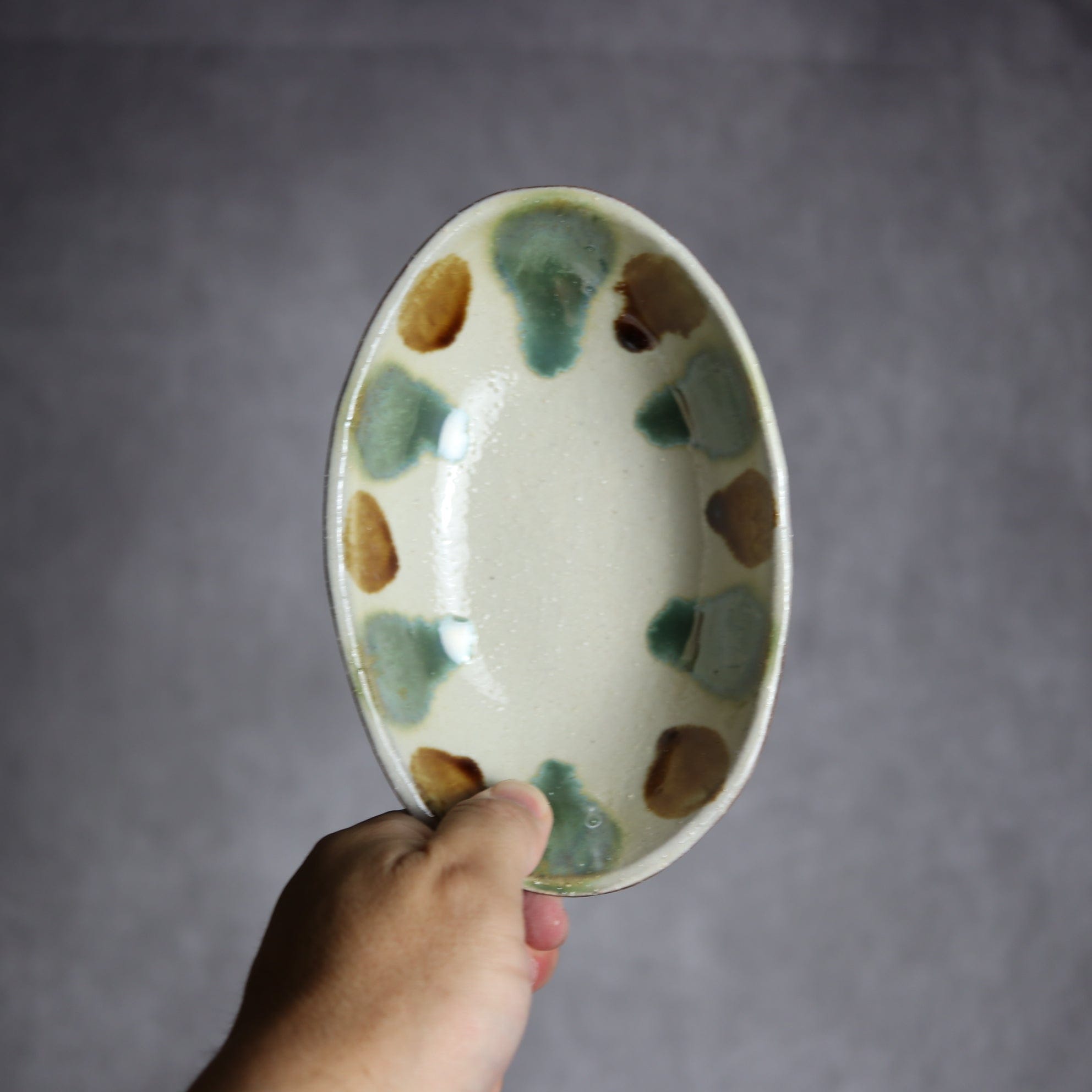 楕円皿2 三彩 やちむん 陶器 漂窯 陶器.