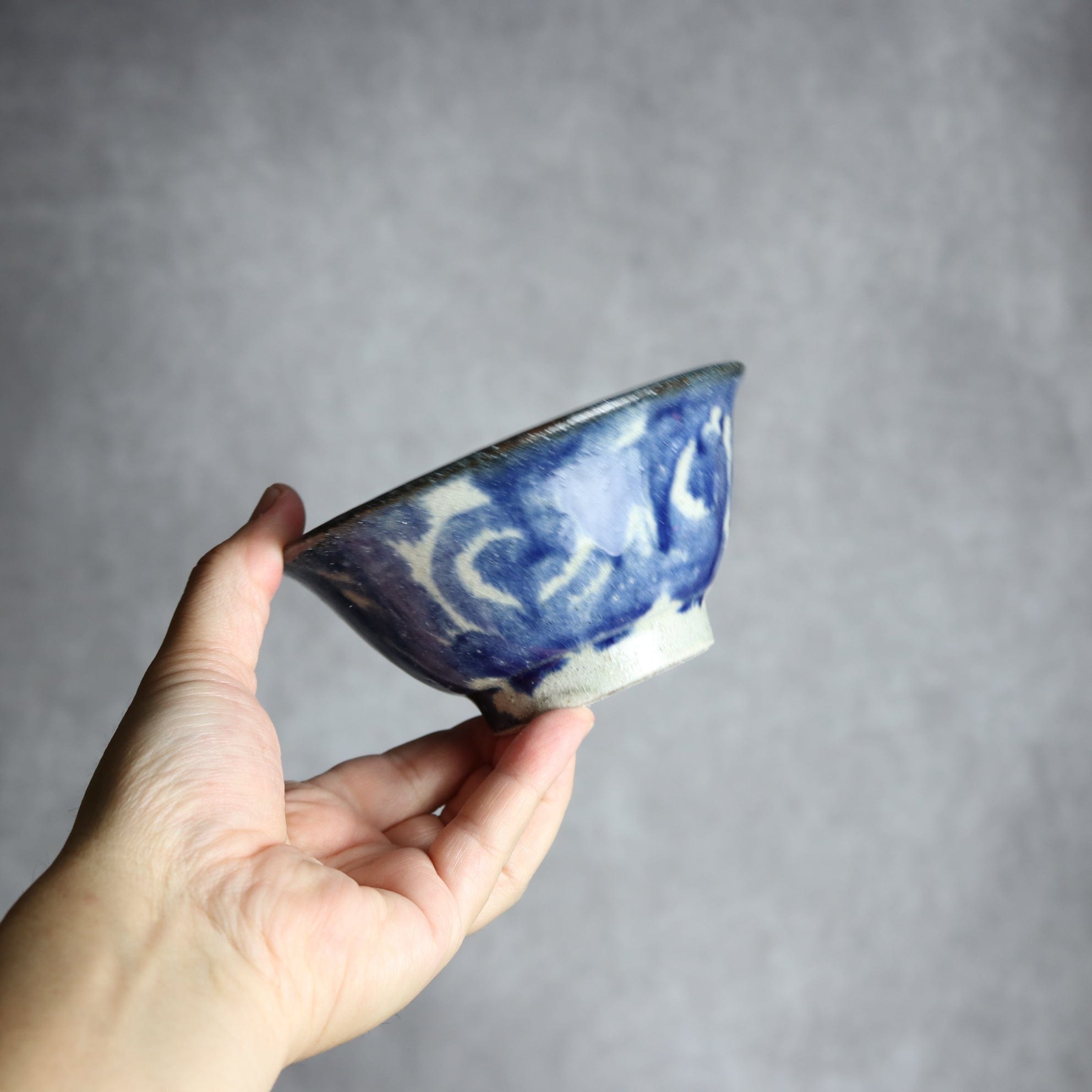 4寸マカイ2 呉須釉 唐草 やちむん 陶器 榮一工房