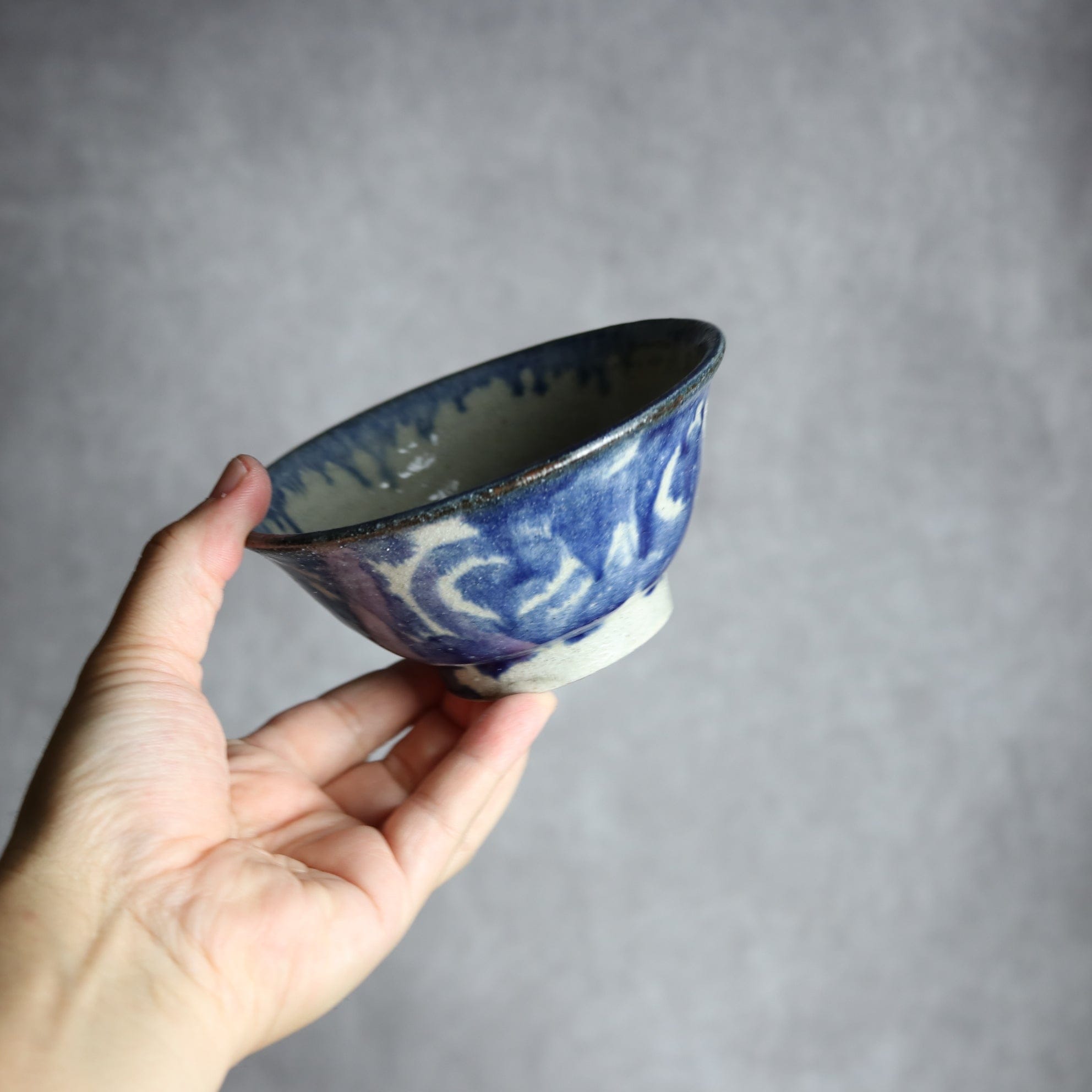 4寸マカイ2 呉須釉 唐草 やちむん 陶器 榮一工房