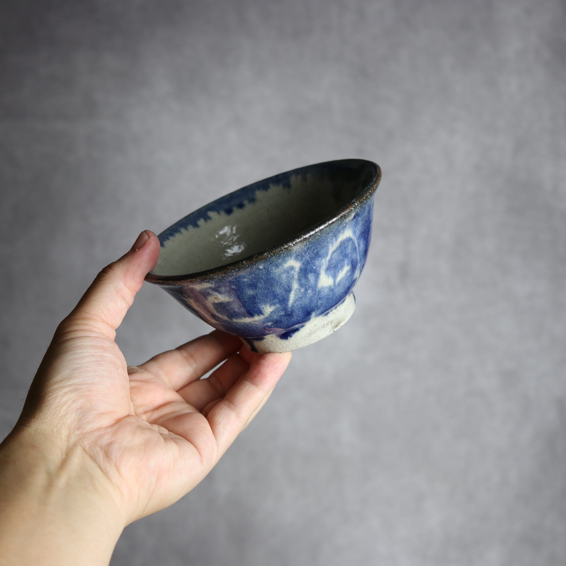 4寸マカイ2 呉須釉 唐草 やちむん 陶器 榮一工房