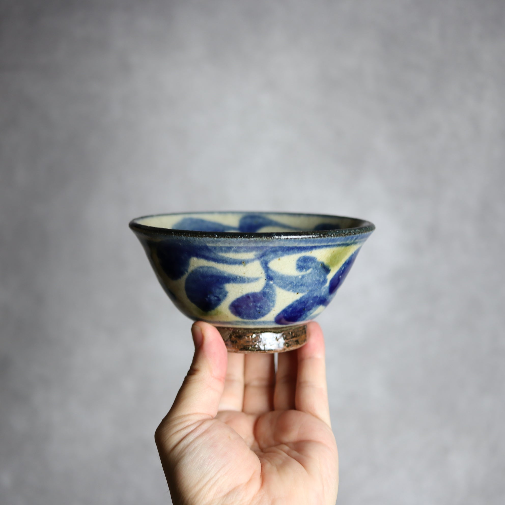4寸マカイ 青 緑 唐草柄 やちむん 陶器 陶芸こまがた