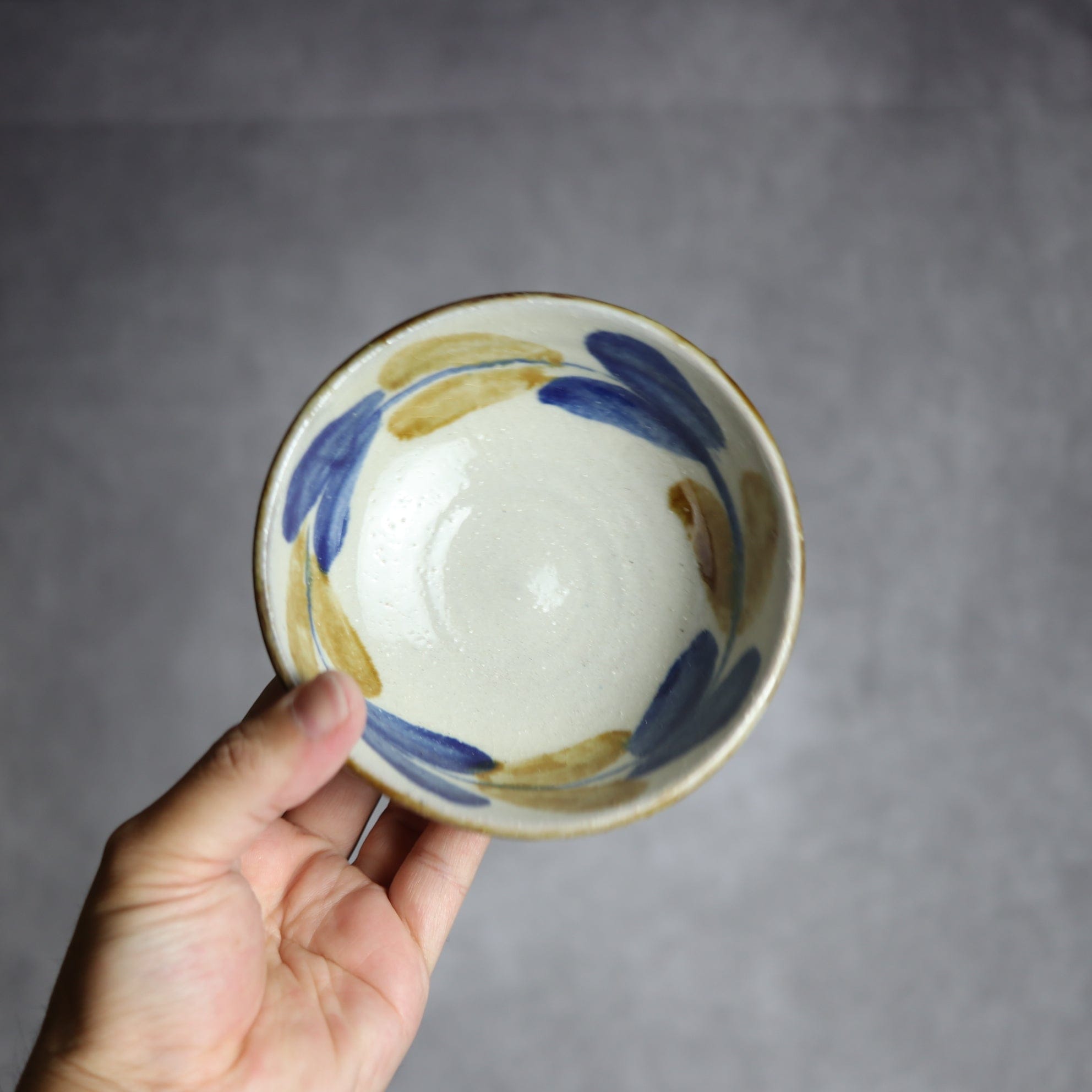 4寸鉢3 飴 呉須釉 双葉 やちむん 陶器 漂窯 陶器.