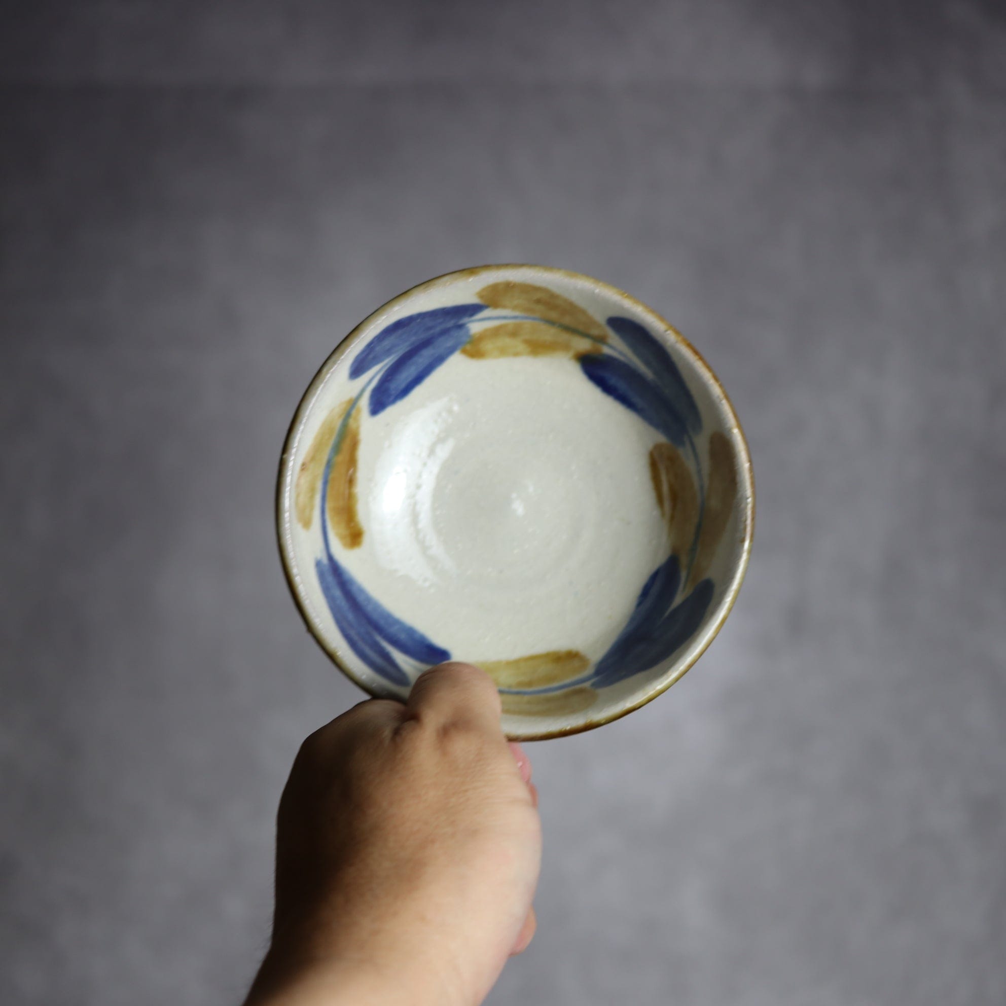 4寸鉢3 飴 呉須釉 双葉 やちむん 陶器 漂窯 陶器.