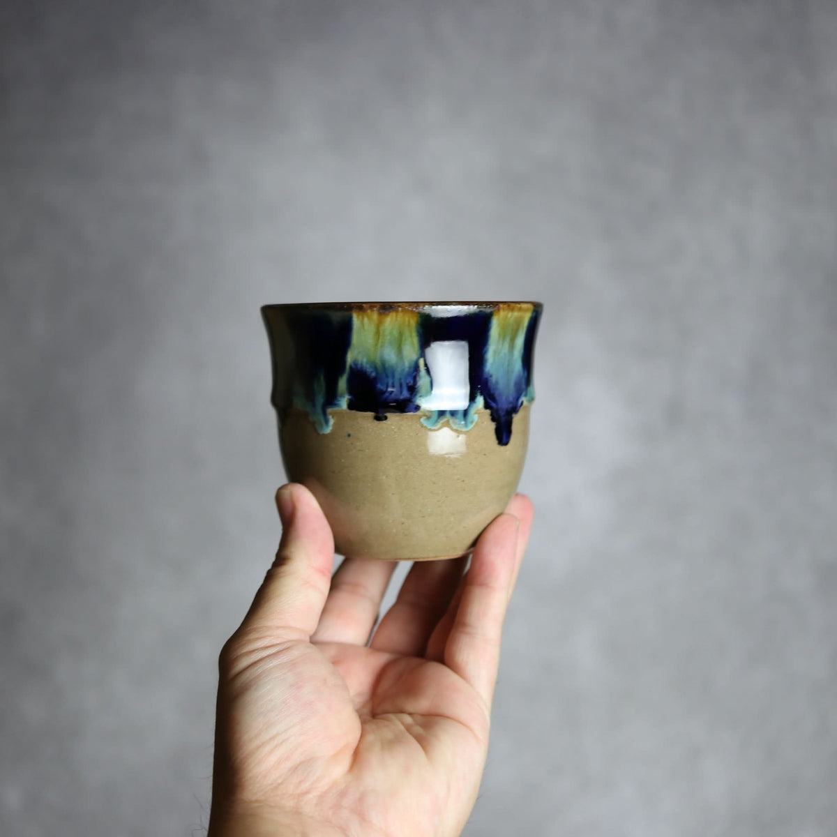 丸フリーカップ1 青三彩 やちむん 陶器 エドメ陶房 やちむん 陶器.