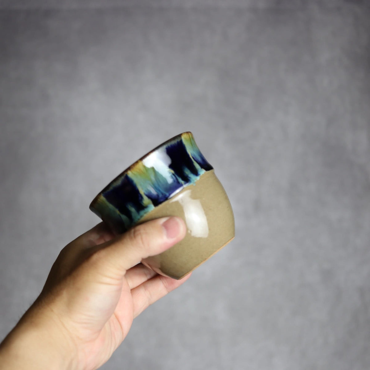 丸フリーカップ1 青三彩 やちむん 陶器 エドメ陶房 やちむん 陶器.