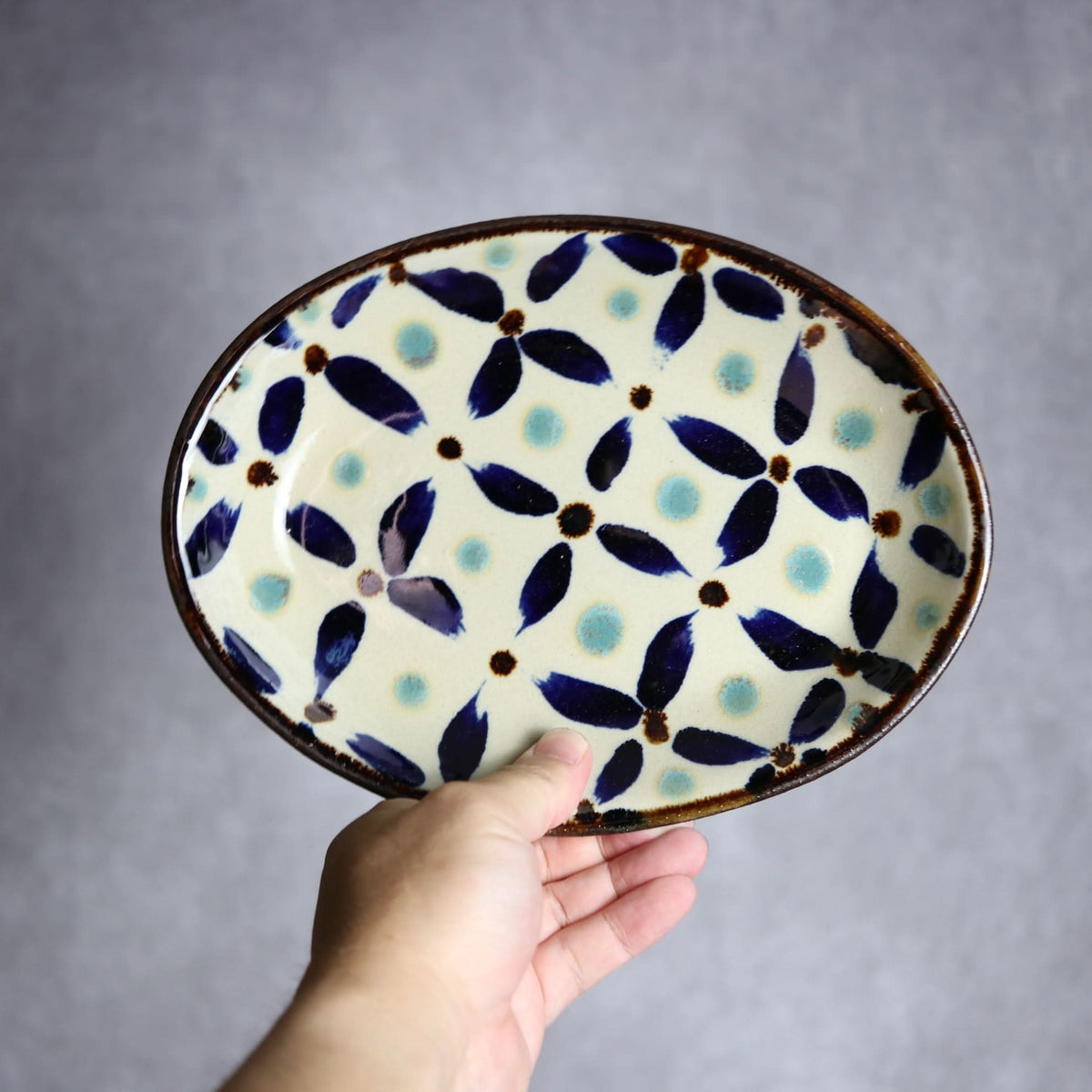 オーバル皿1 網花紋 やちむん 陶器 エドメ陶房 やちむん 陶器.