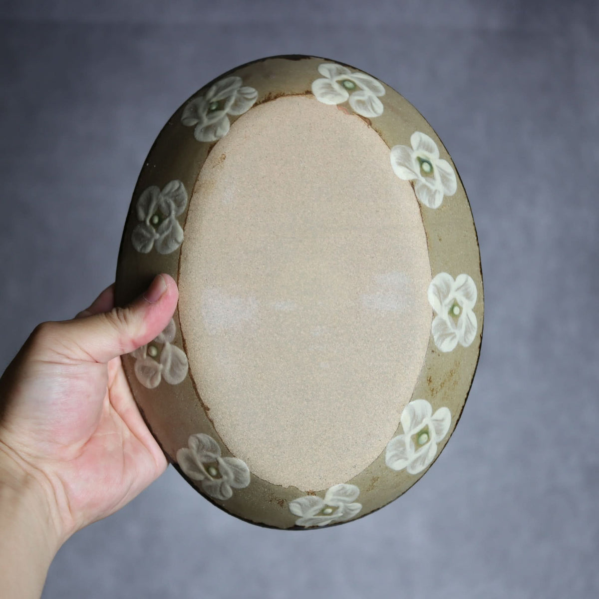 オーバル皿1 花紋 やちむん 陶器 エドメ陶房 やちむん 陶器.