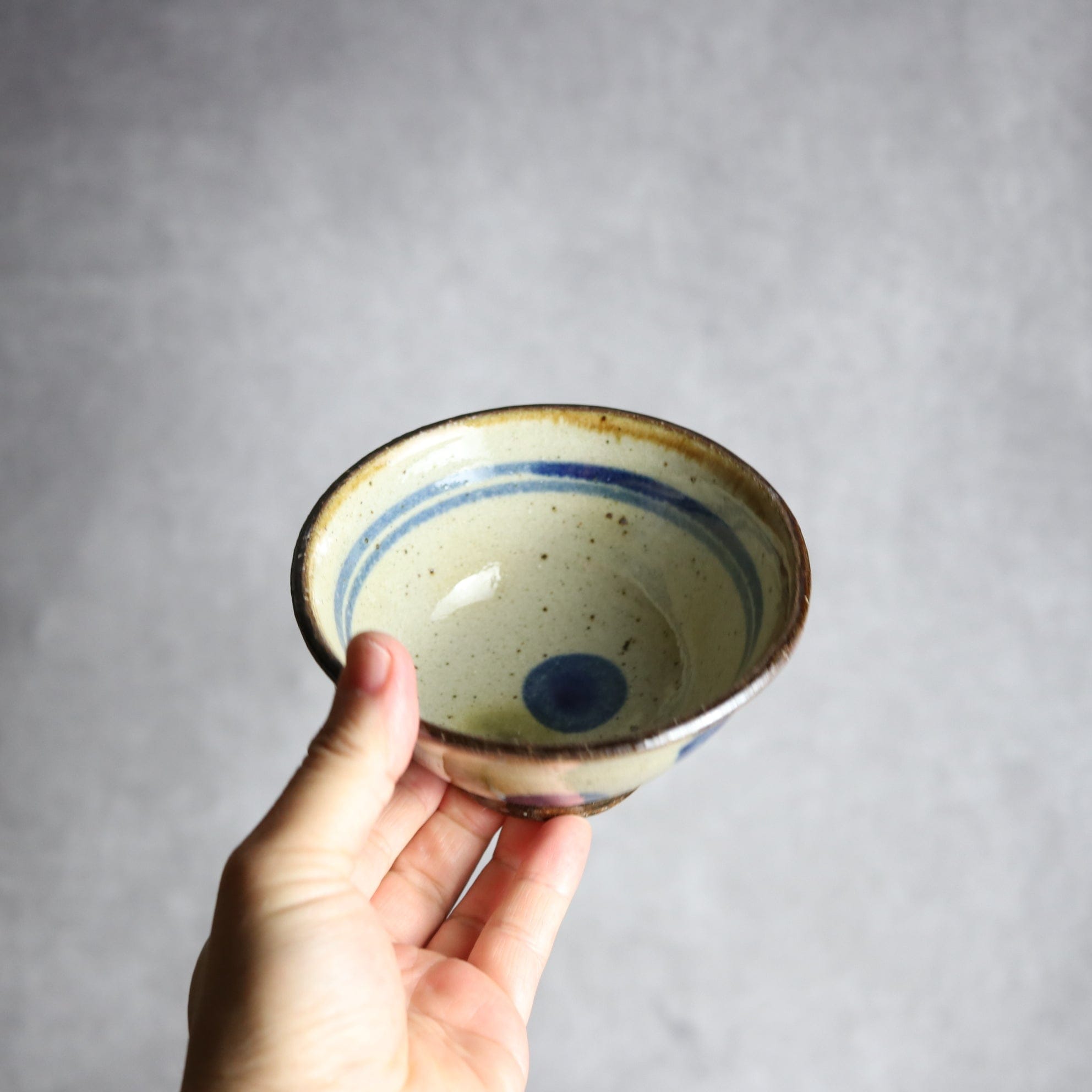 4寸マカイ 青 緑 ドット やちむん 陶器 陶芸こまがた