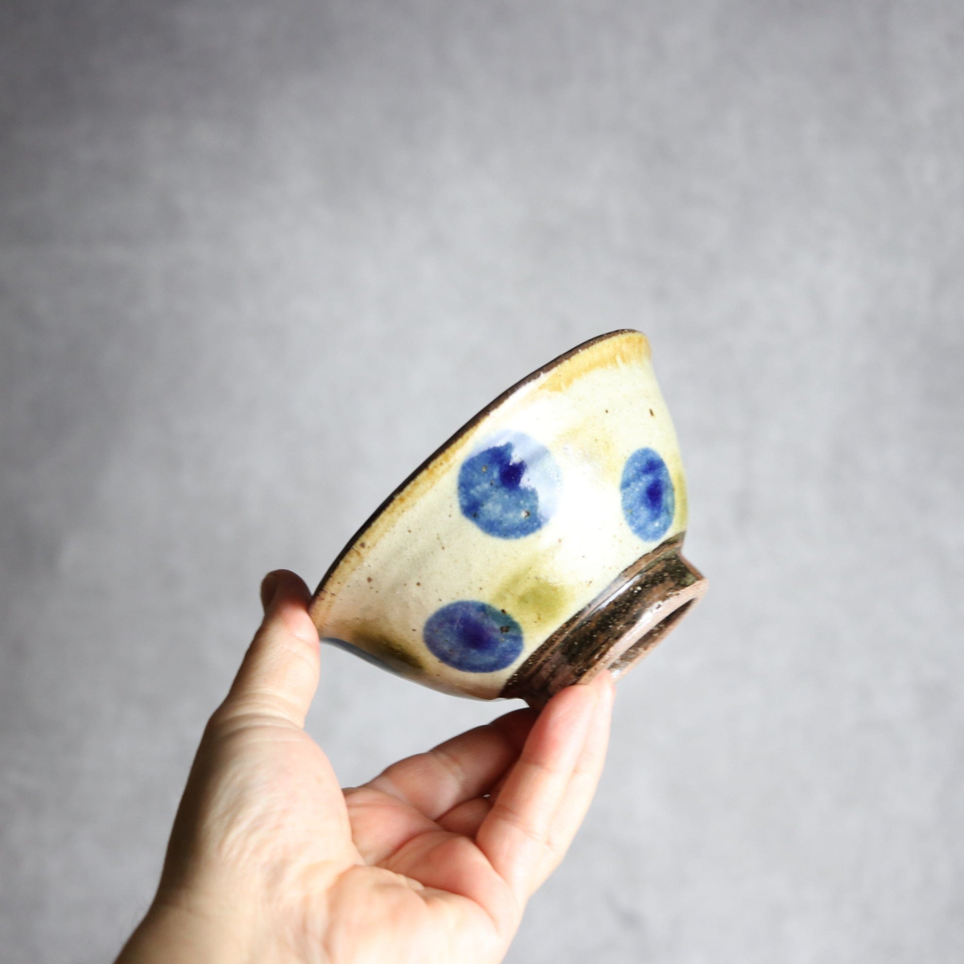 4寸マカイ 青 緑 ドット やちむん 陶器 陶芸こまがた