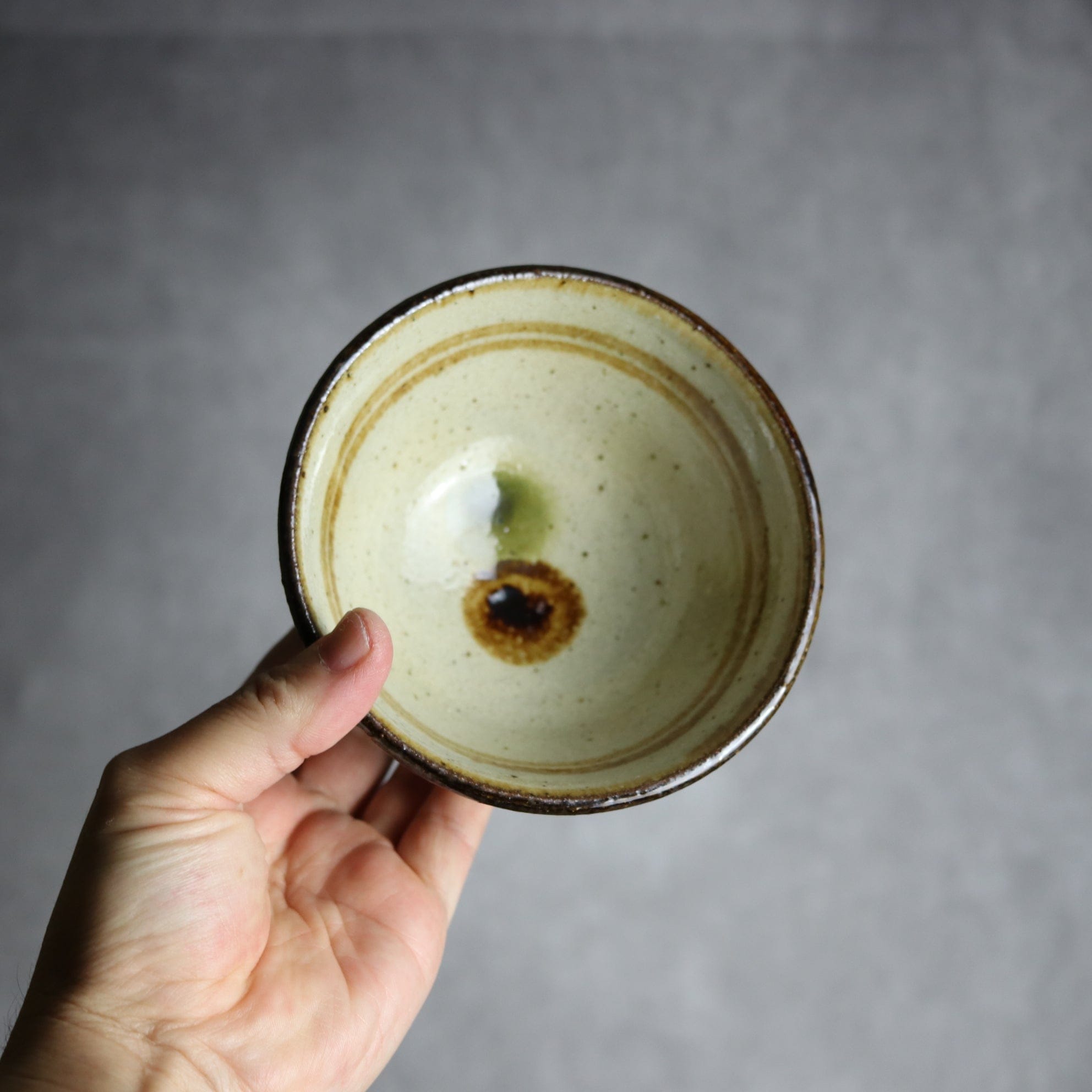 4寸マカイ 緑 茶 ドット やちむん 陶器 陶芸こまがた