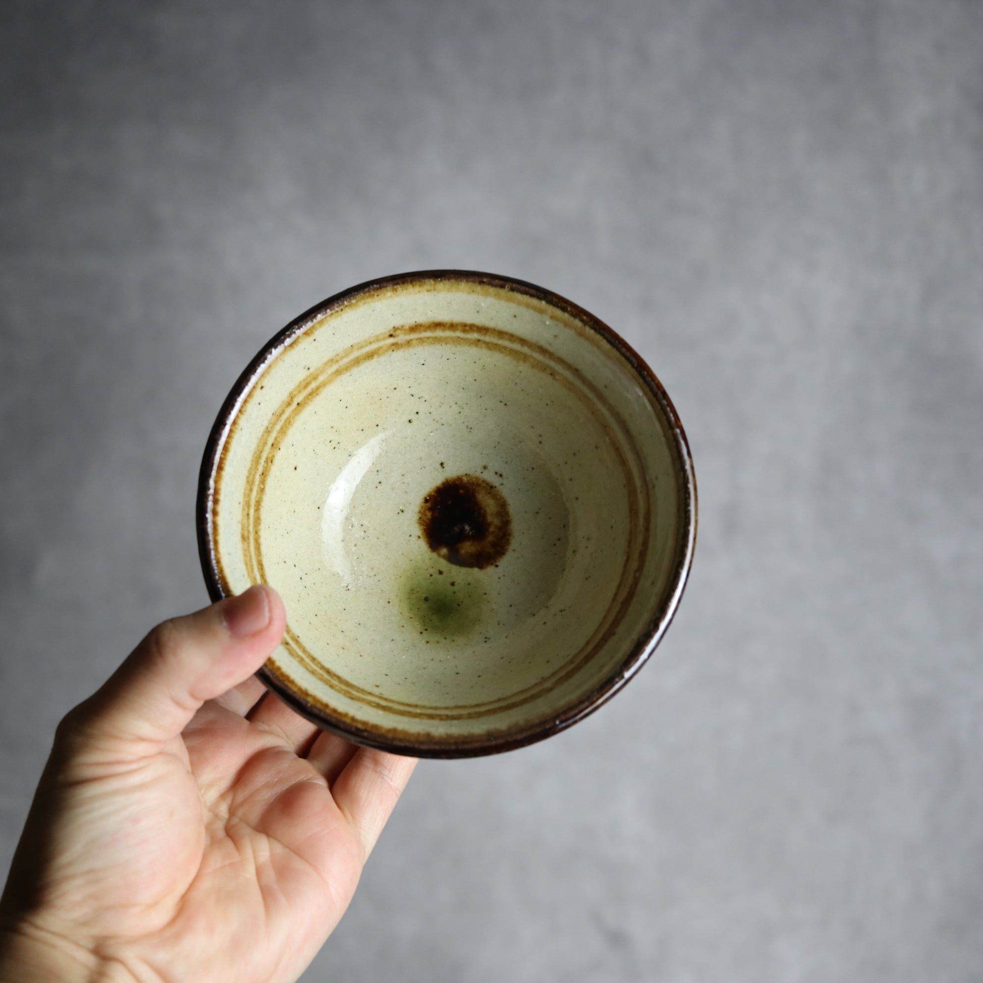 4寸マカイ 緑 茶 ドット やちむん 陶器 陶芸こまがた