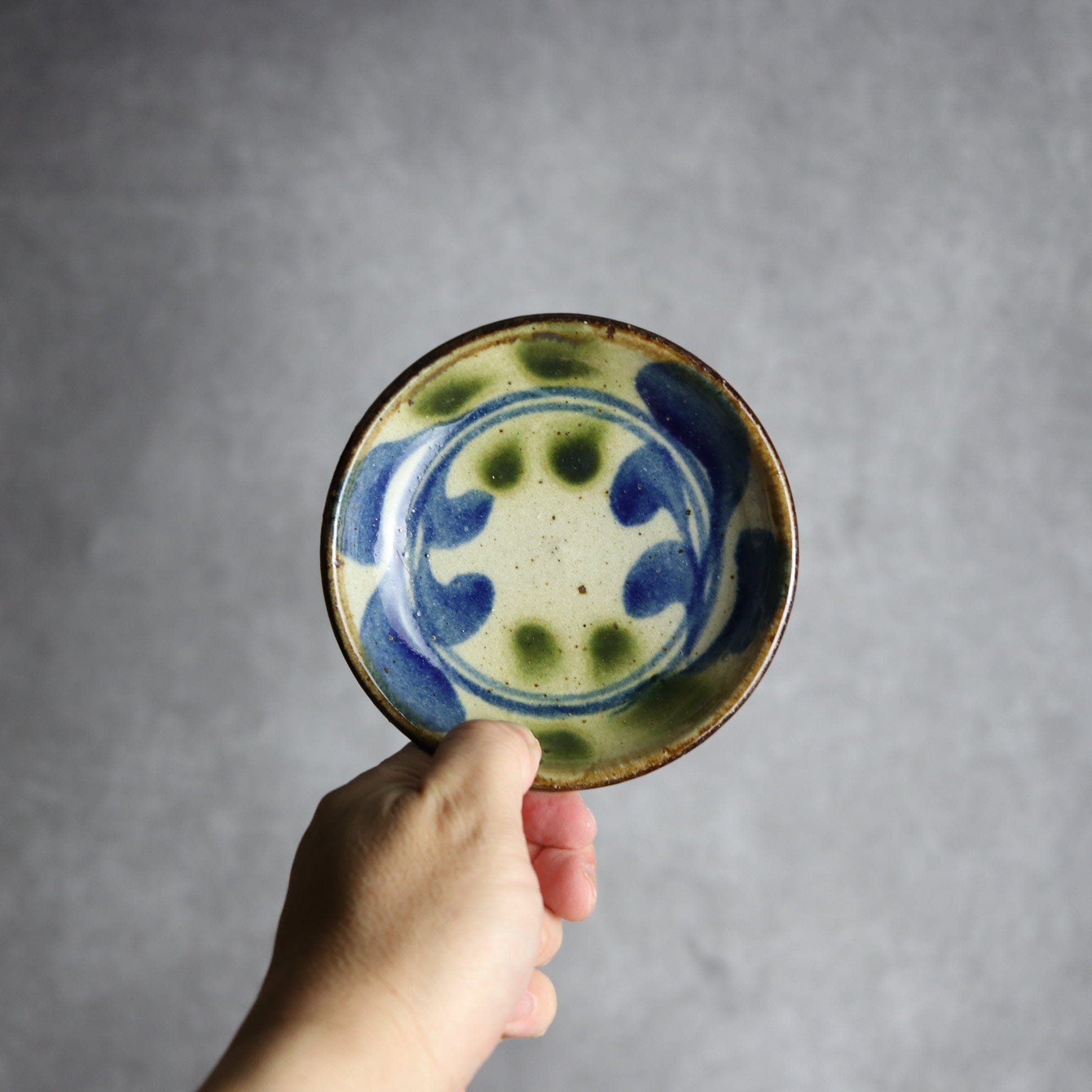 4寸皿 青 緑 デイゴ やちむん 陶器 陶芸こまがた