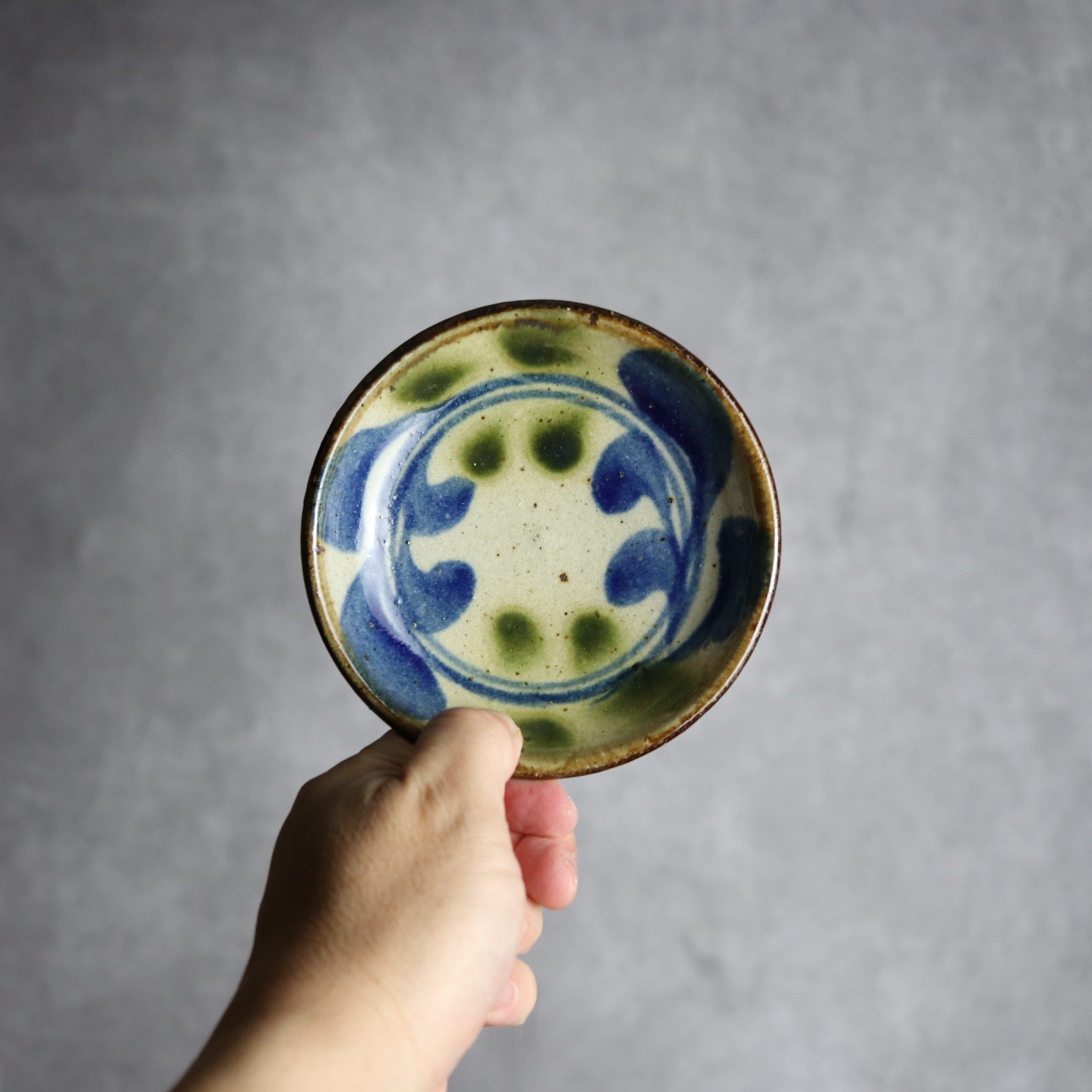 4寸皿 青 緑 デイゴ やちむん 陶器 陶芸こまがた