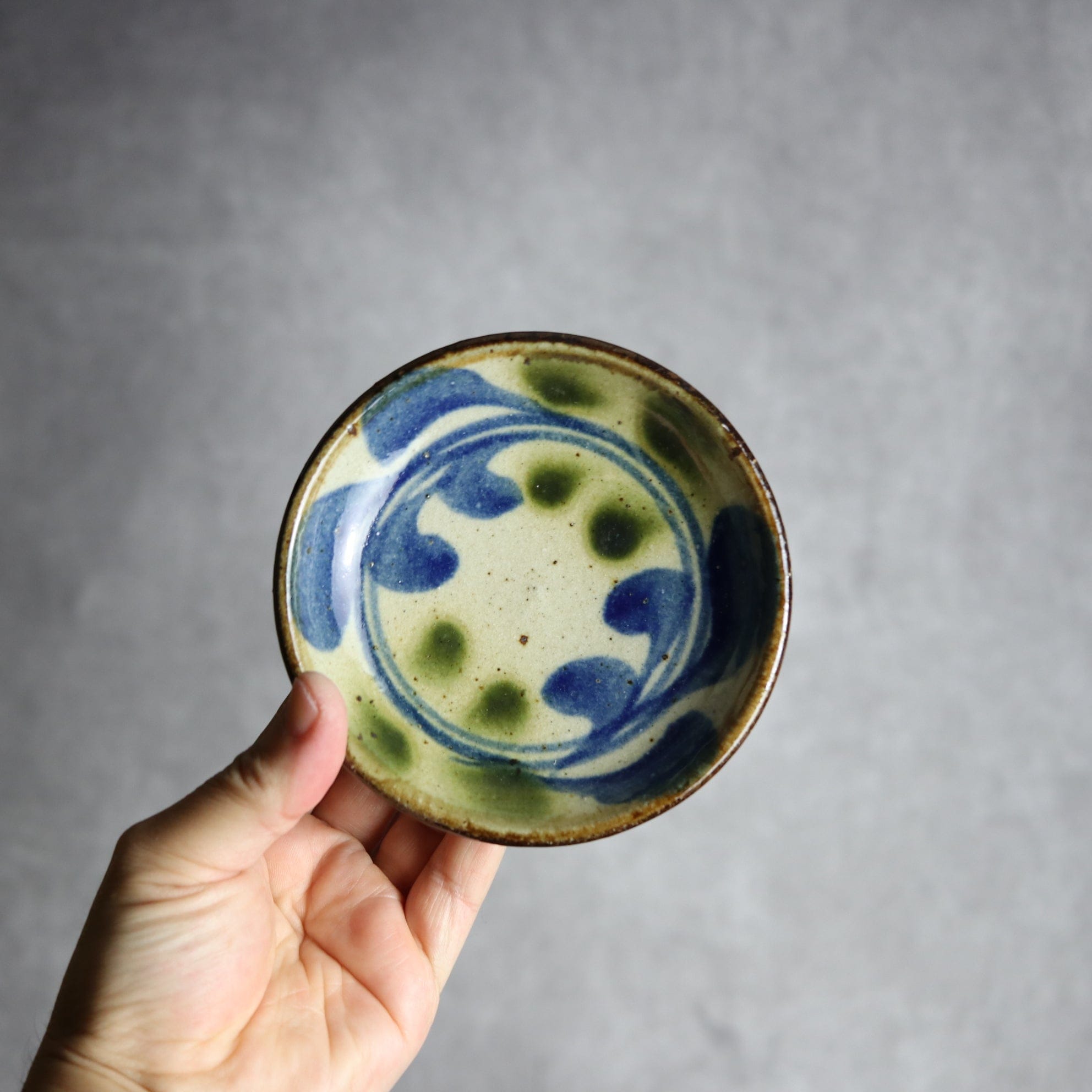 4寸皿 青 緑 デイゴ やちむん 陶器 陶芸こまがた
