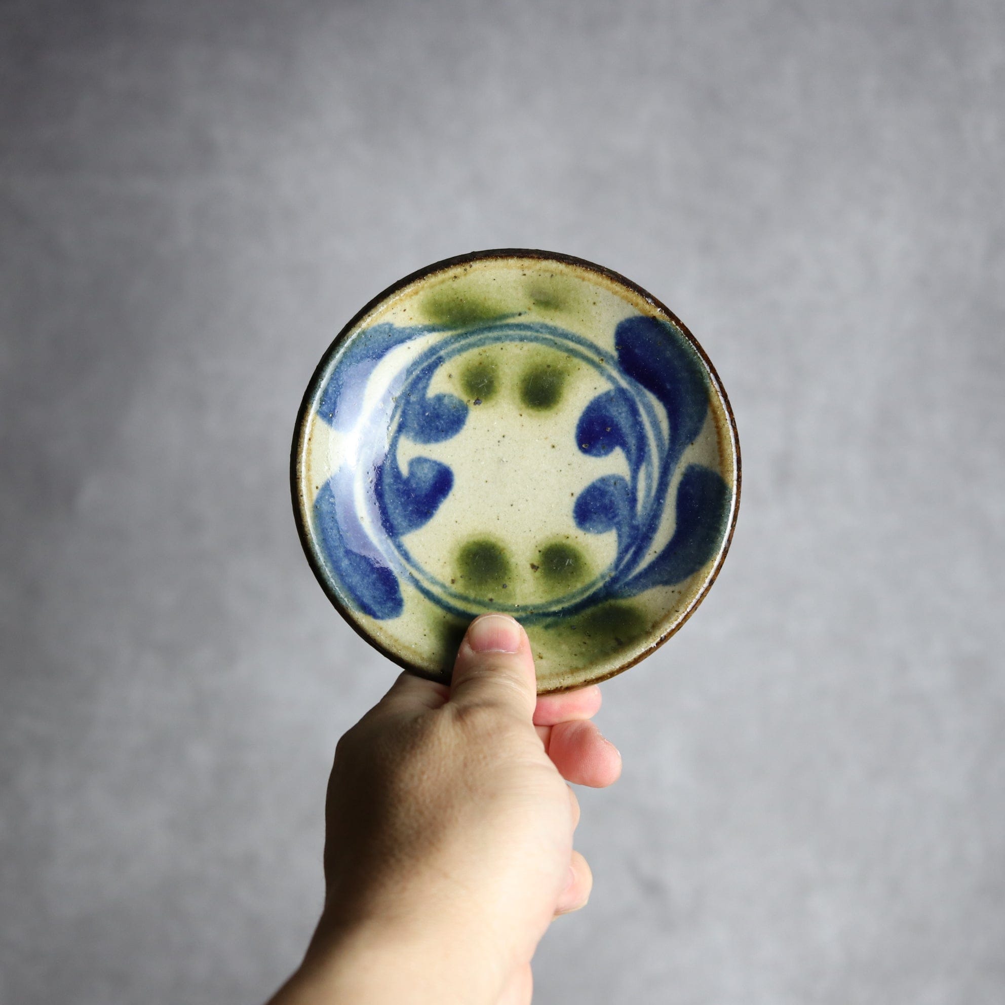4寸皿 青 緑 デイゴ やちむん 陶器 陶芸こまがた