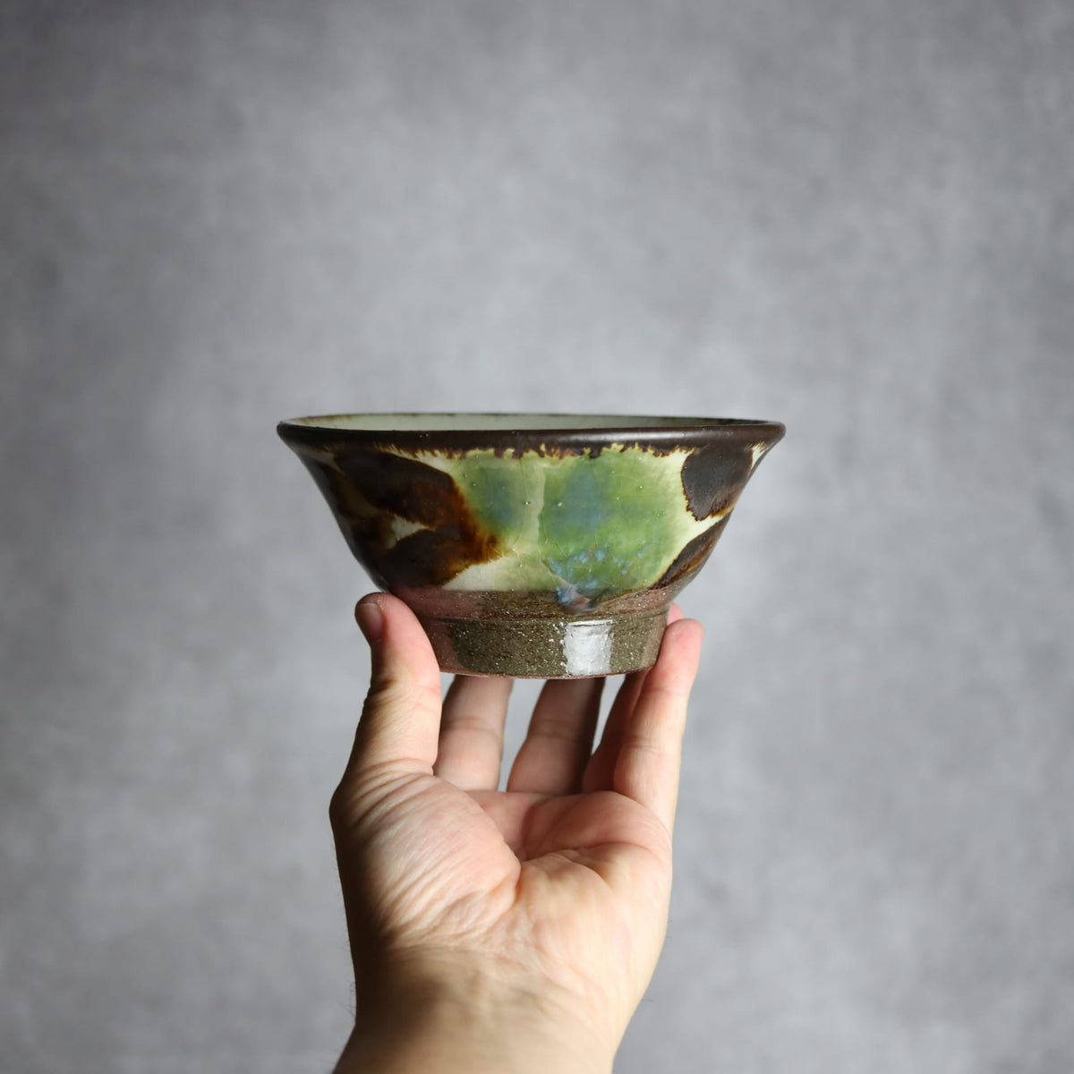 4.5寸マカイ2 三彩 双葉 やちむん 陶器 漂窯