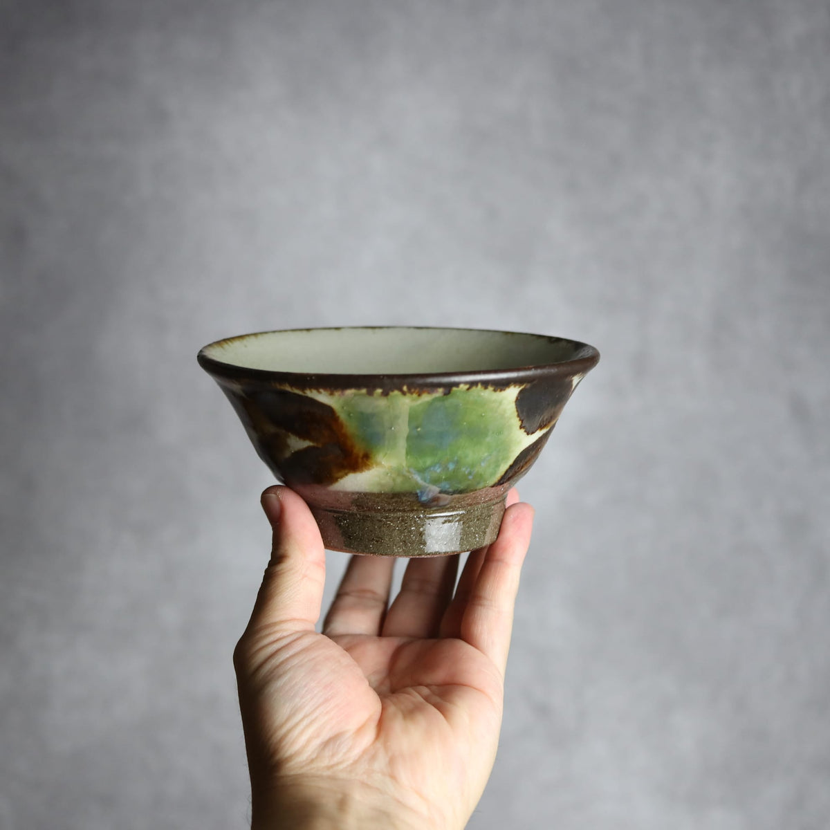4.5寸マカイ2 三彩 双葉 やちむん 陶器 漂窯