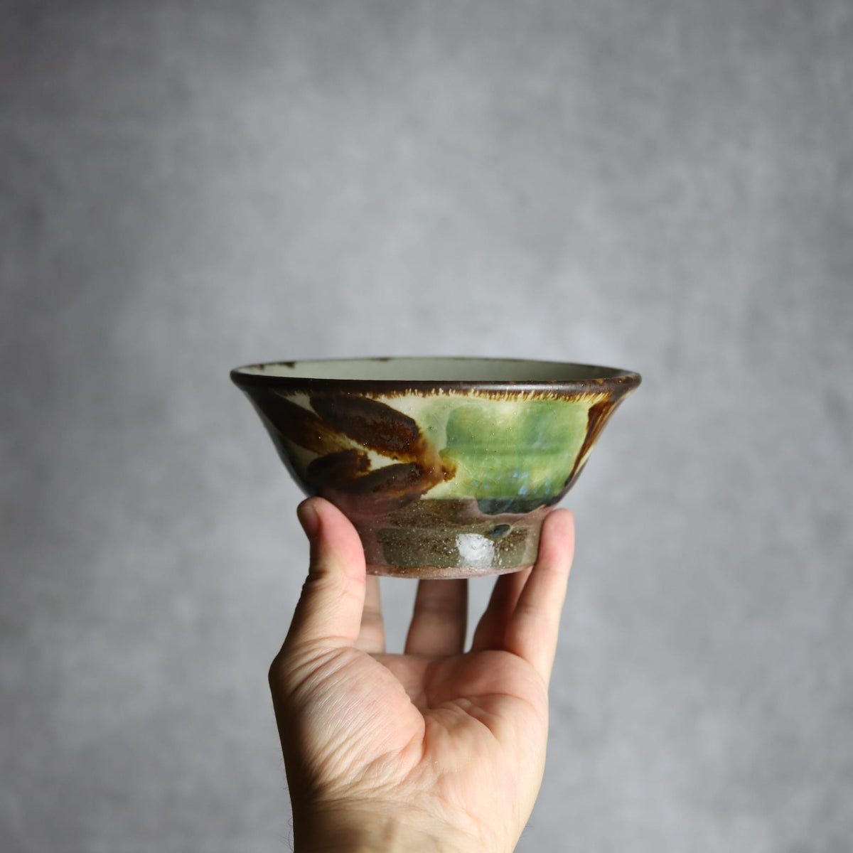 4.5寸マカイ2 三彩 双葉 やちむん 陶器 漂窯